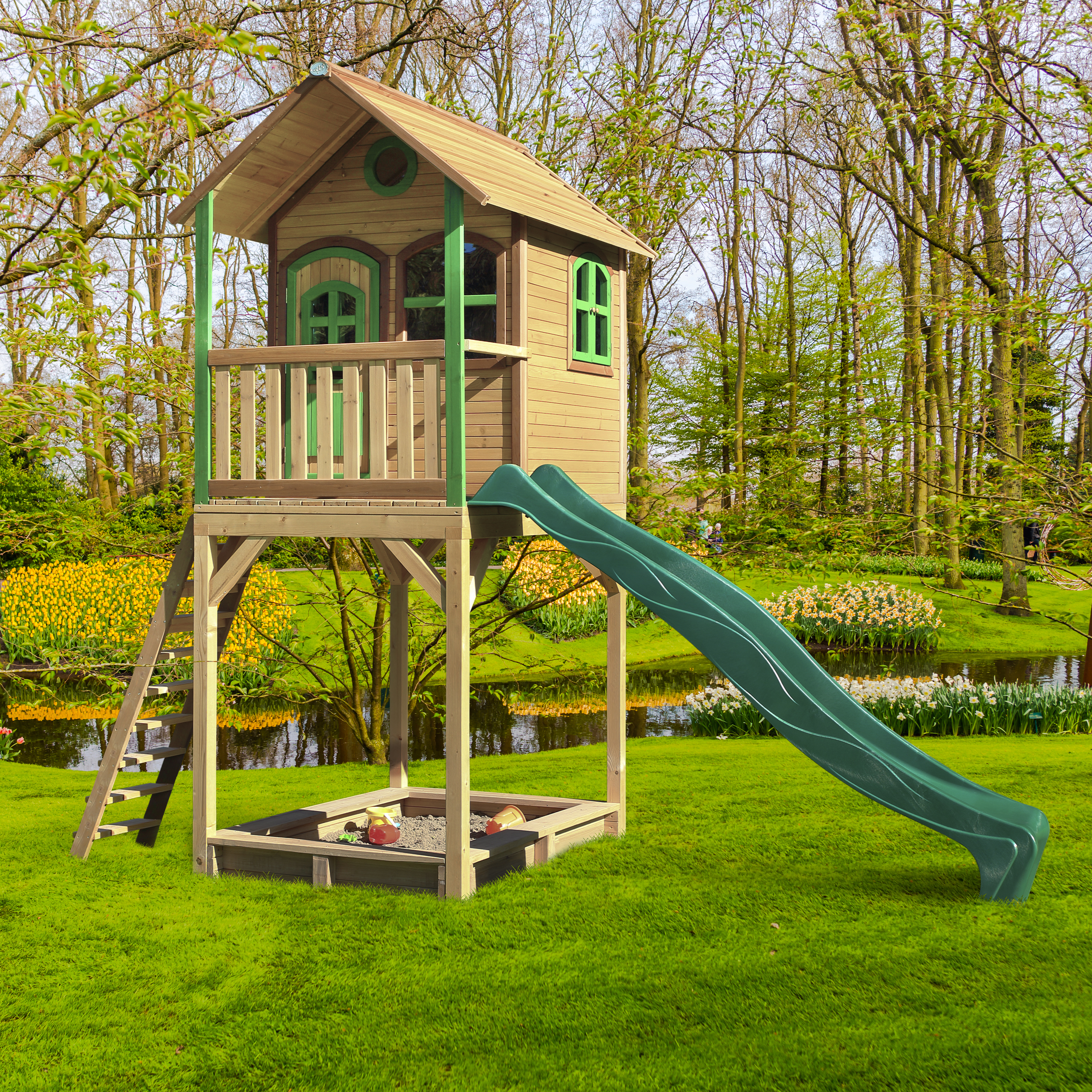 AXI Romy Playhouse Brown/Green - Green Slide