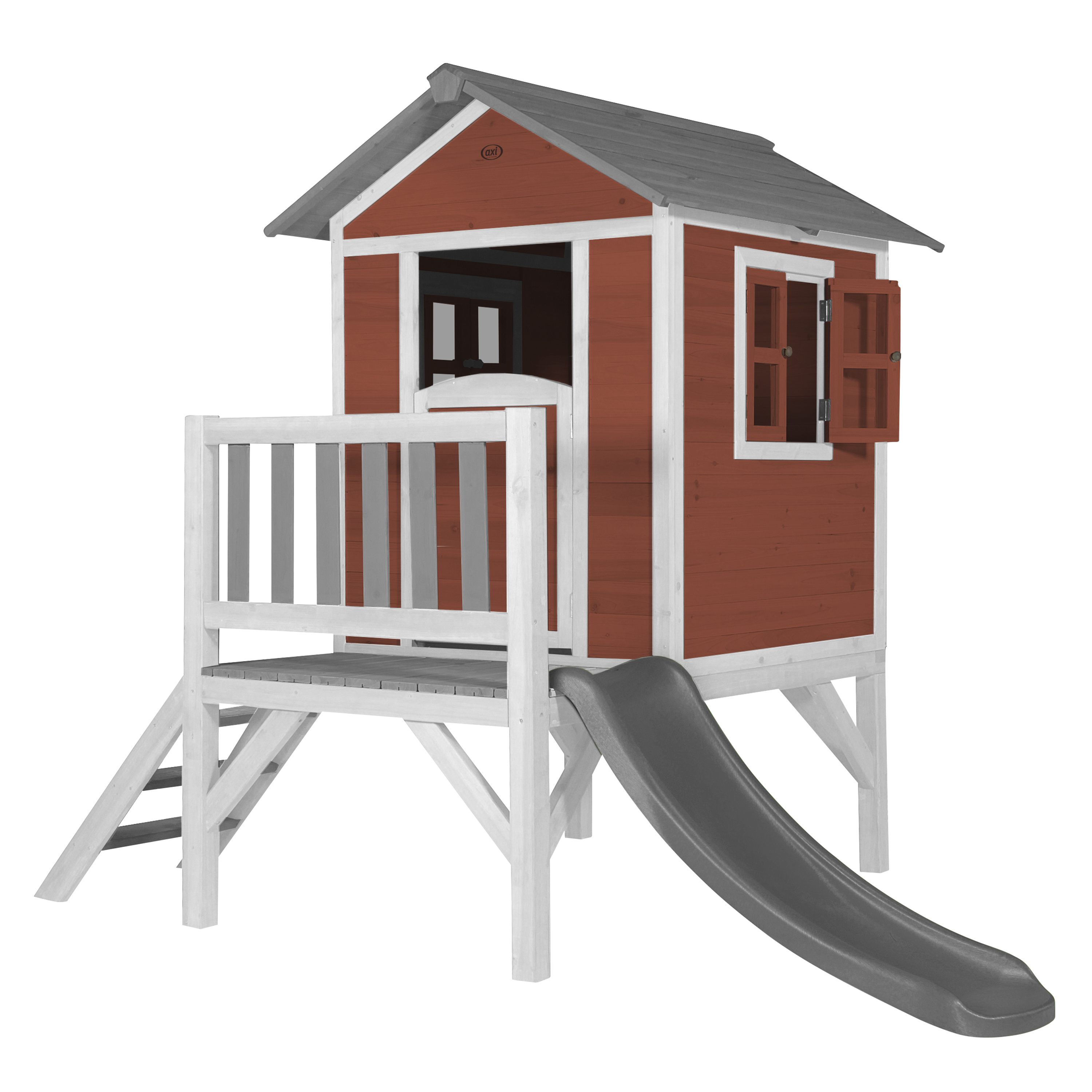 AXI Lodge XL Playhouse Scandinavian Red - Grey Slide