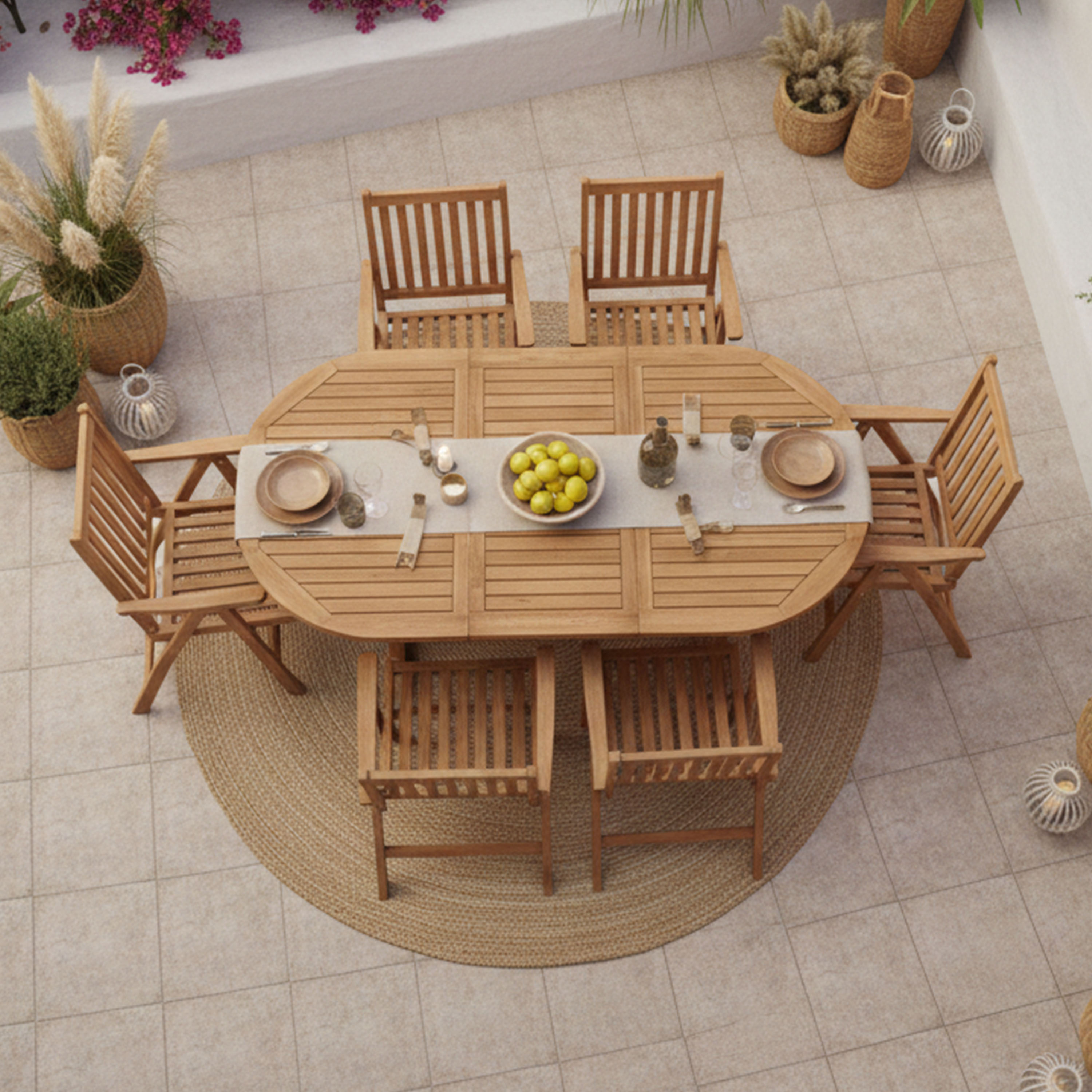 AXI Marzi/Nuria 180-240 cm Garden Set 7-piece Teak - Extendable