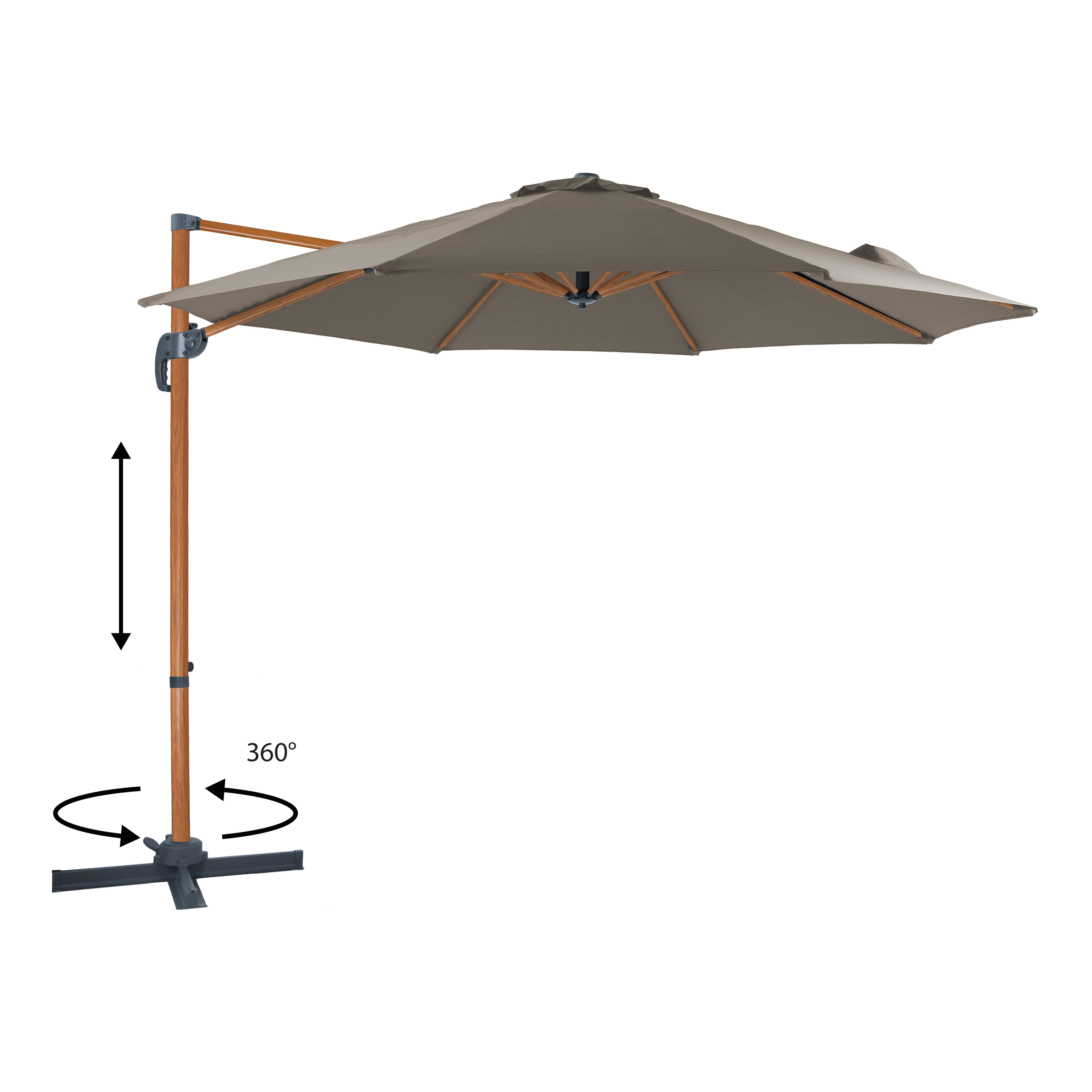 AXI Marisol Cantilever Parasol Ø 300cm Round - Wood-look/Taupe