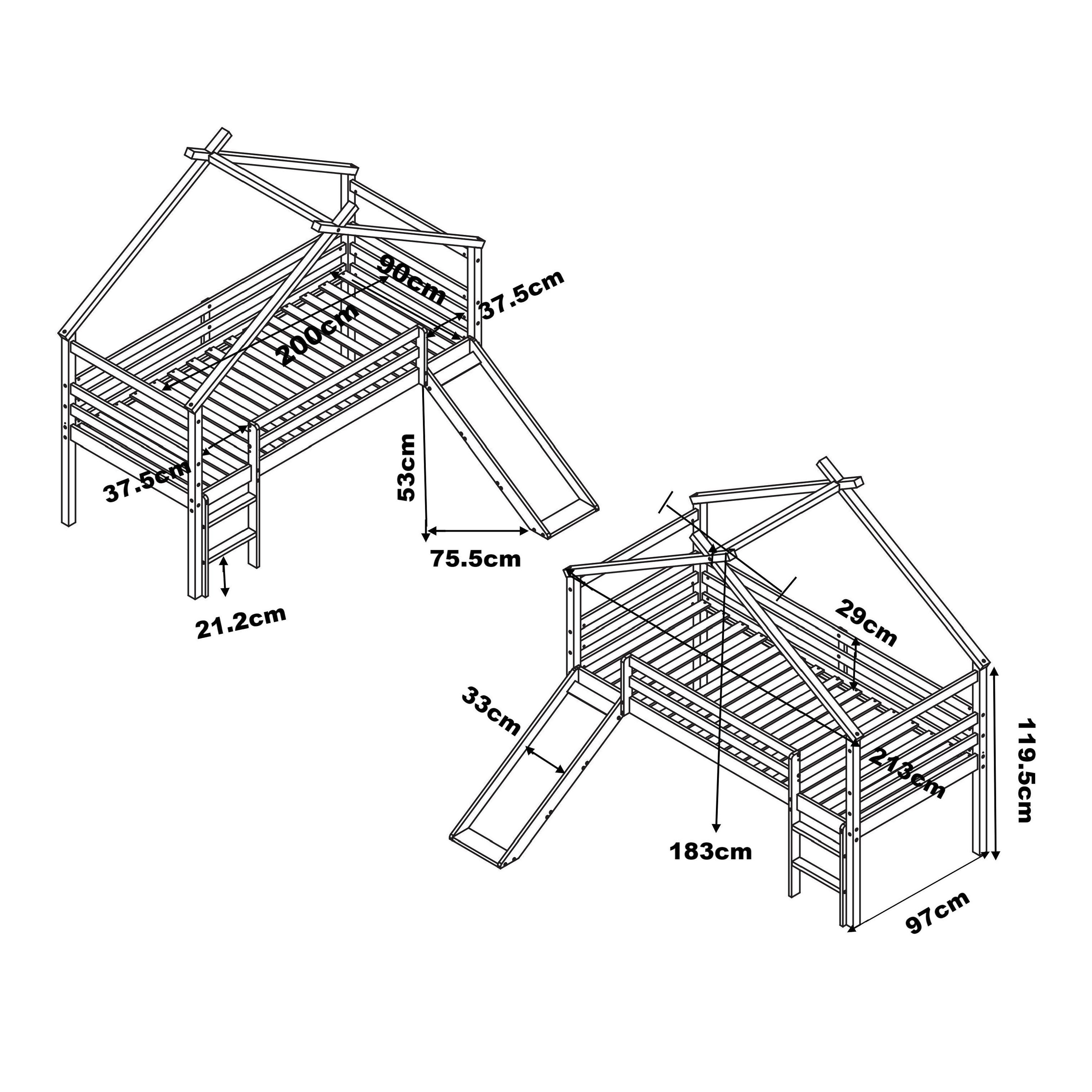 Sunny River Mid Sleeper with Slide White – Without Mattress