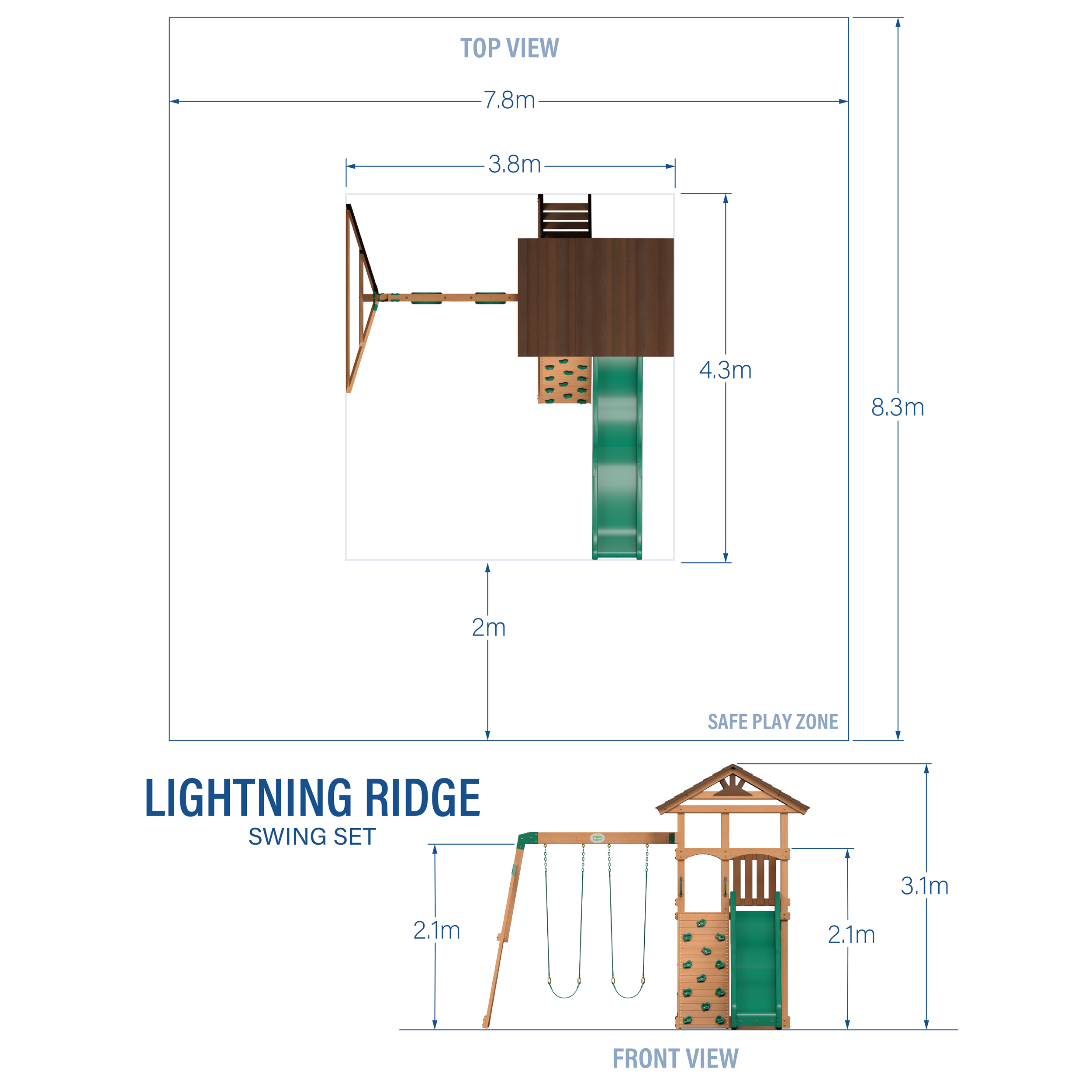 Backyard Discovery Lightning Ridge Speeltoestel met dubbele Schommel en Glijbaan