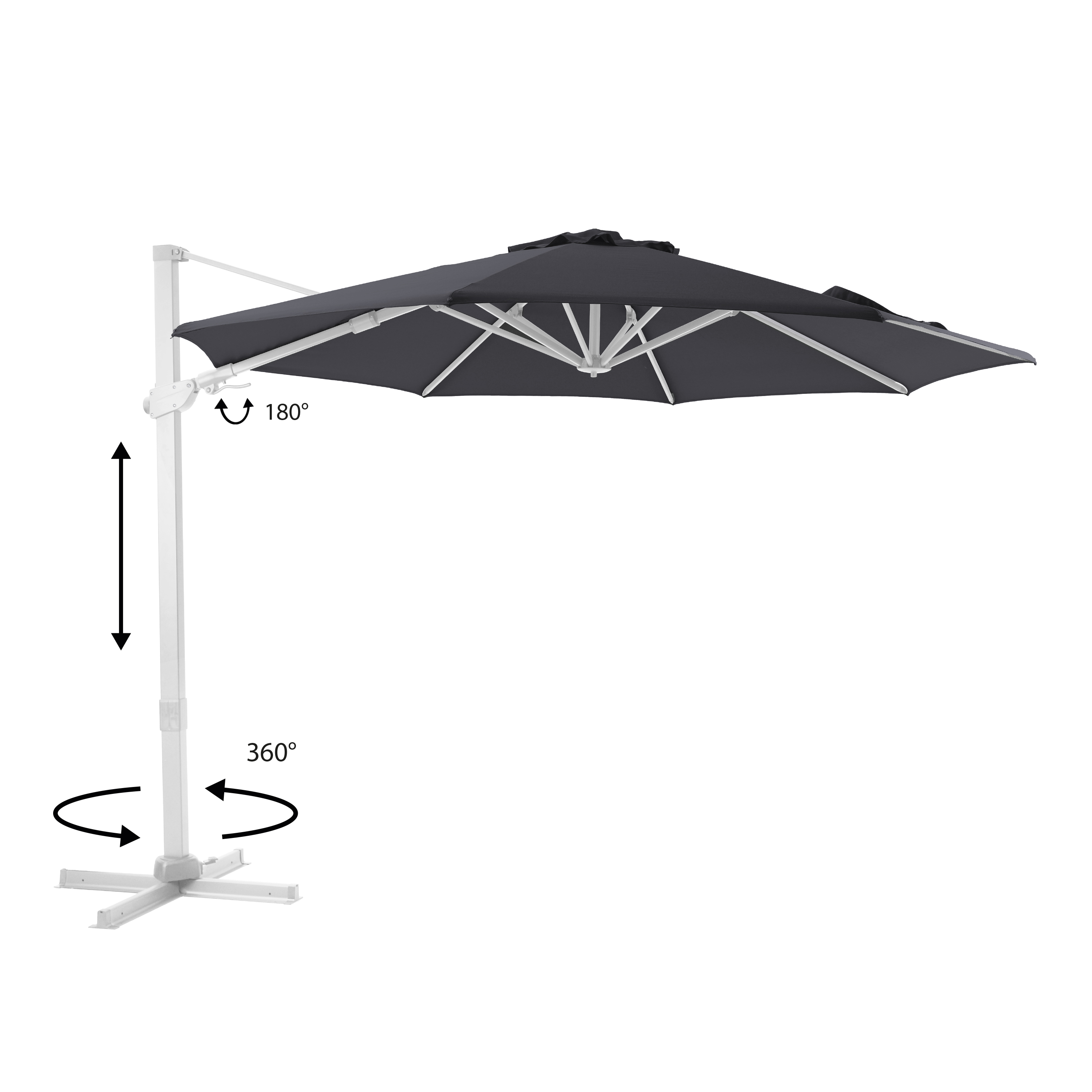 AXI Cyrus Premium Cantilever Parasol Ø 300cm Round - White/Grey