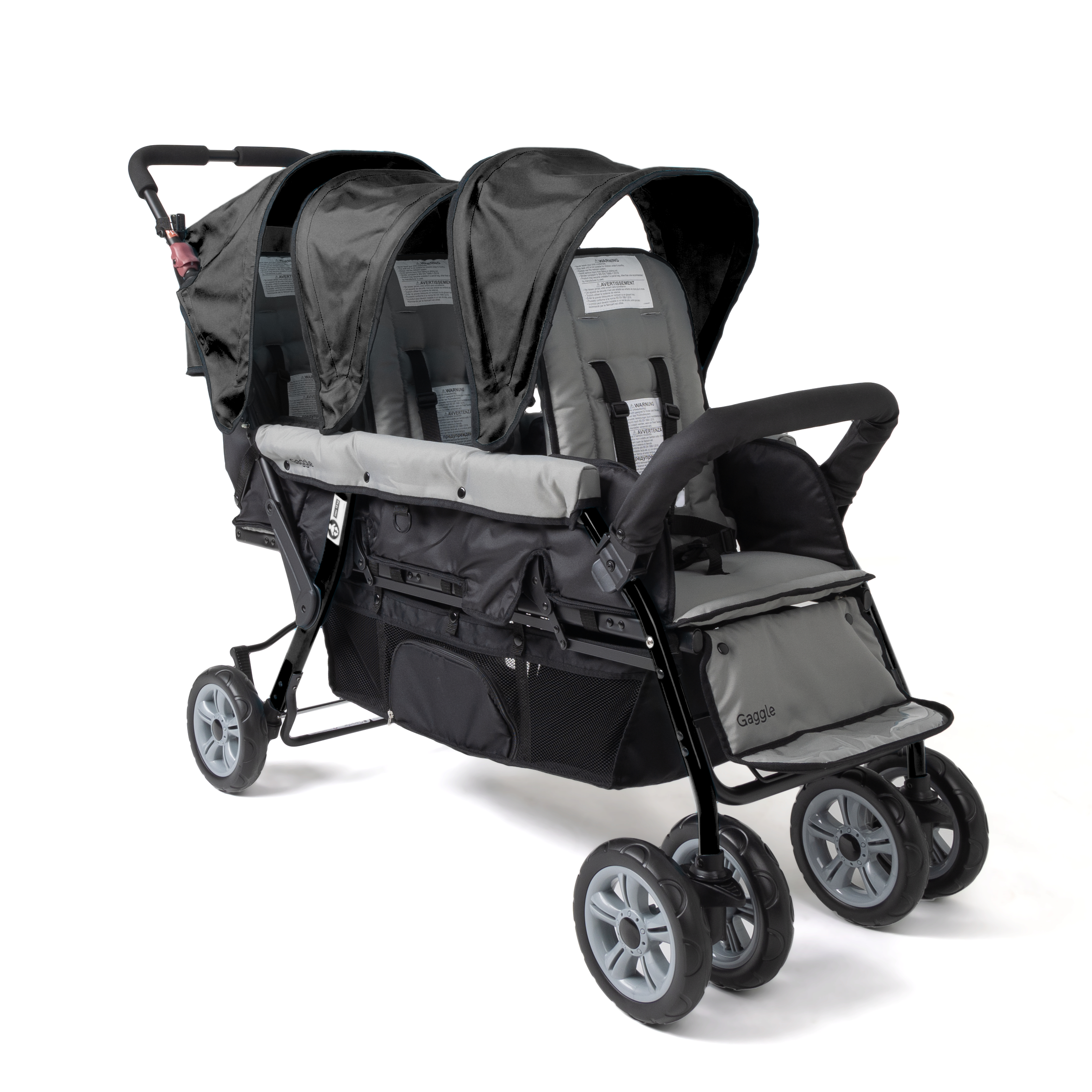 Gaggle Compass kinderwagen / buggy voor 3 kinderen in zwart