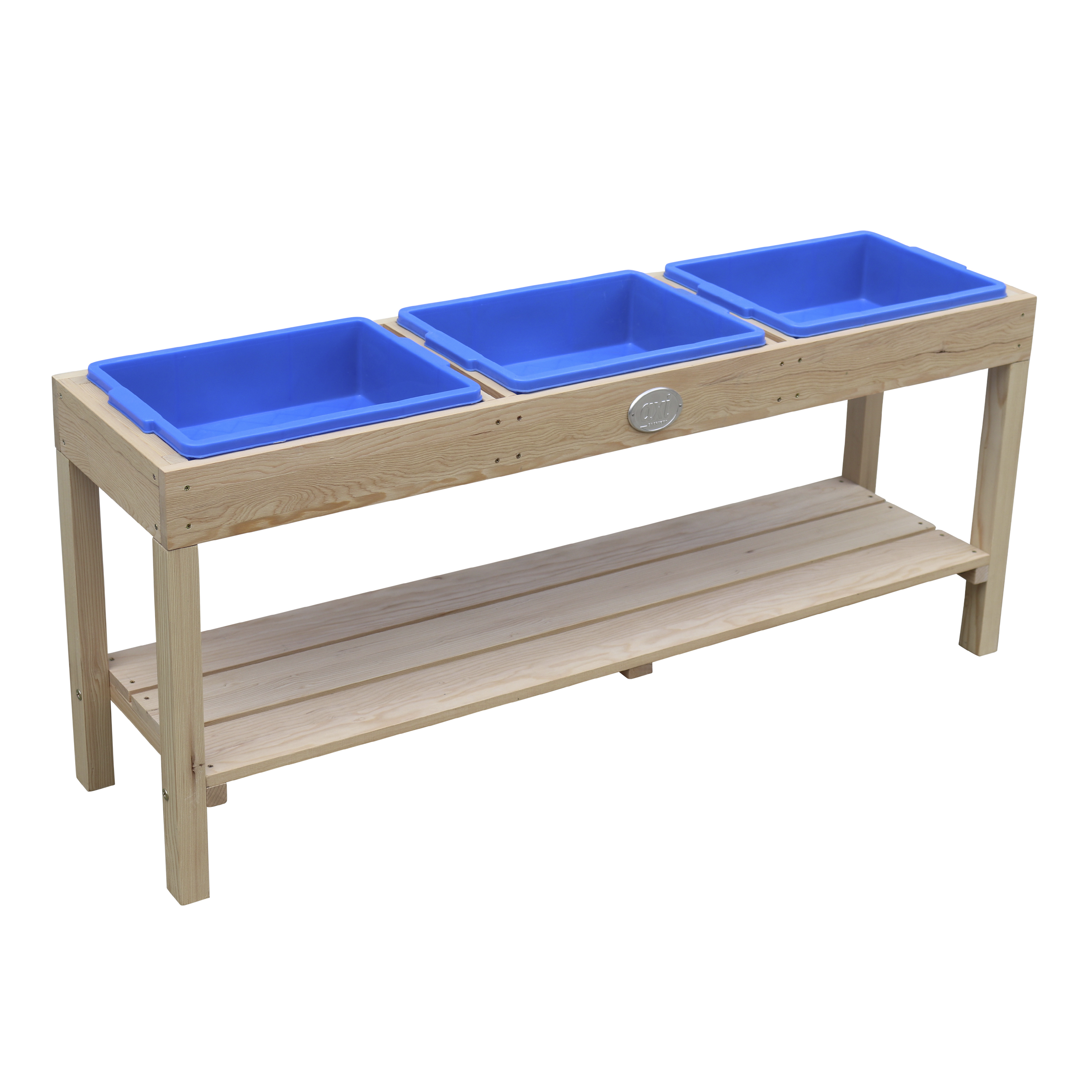 AXI Activity Table with 3 Blue Bins - Natural Brown