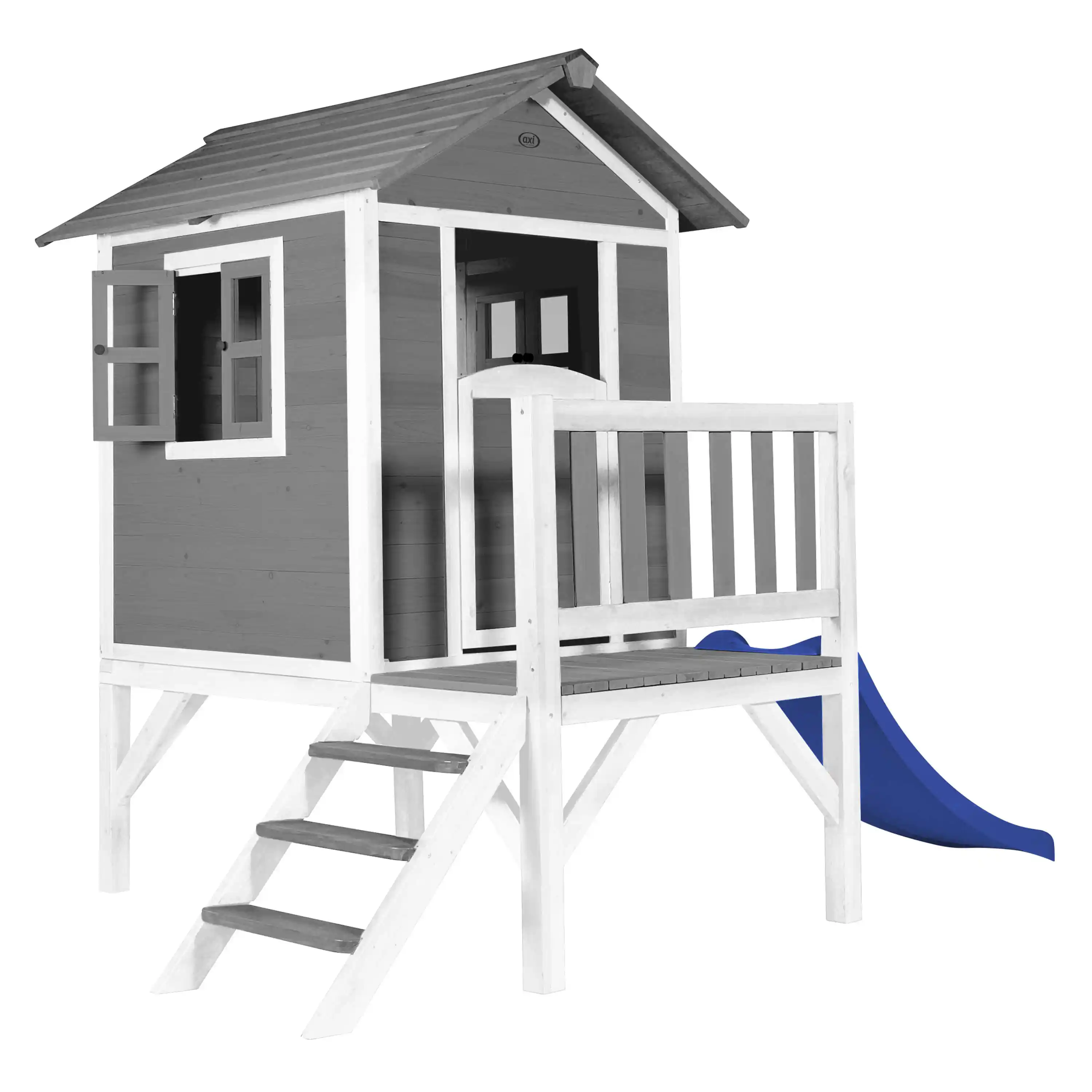 AXI Lodge XL Speelhuis Cool Grijs - Blauwe Glijbaan