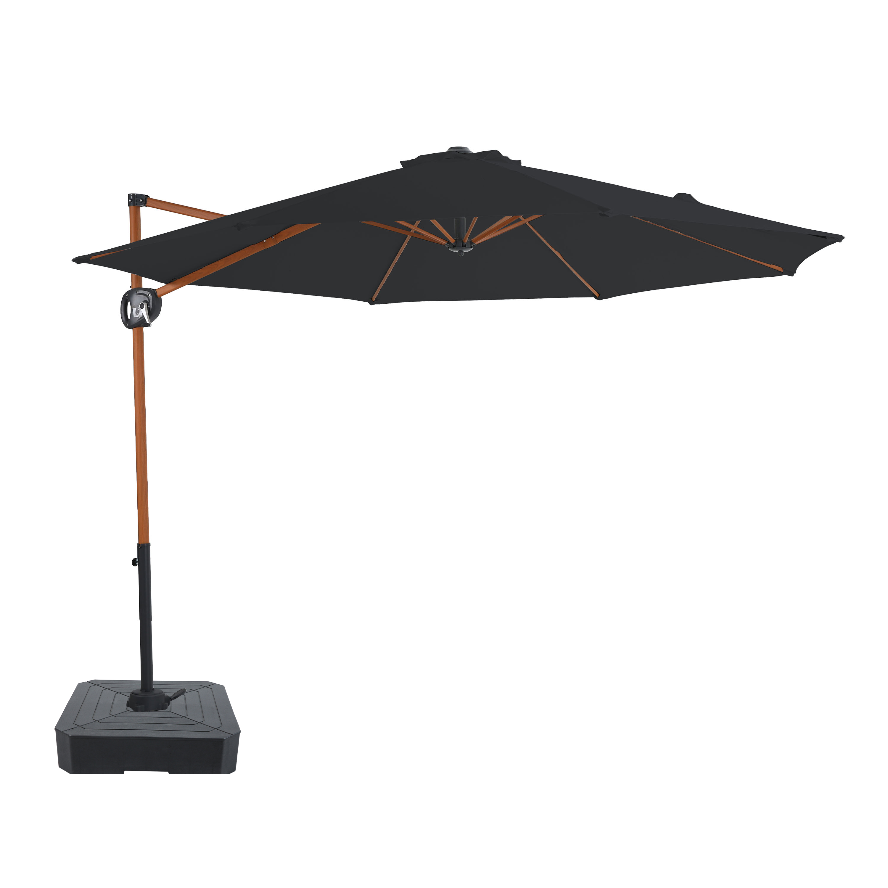 AXI Solea Cantilever Parasol Ø 300 cm incl. fillable parasol base Wood-look/Grey – Complete Set