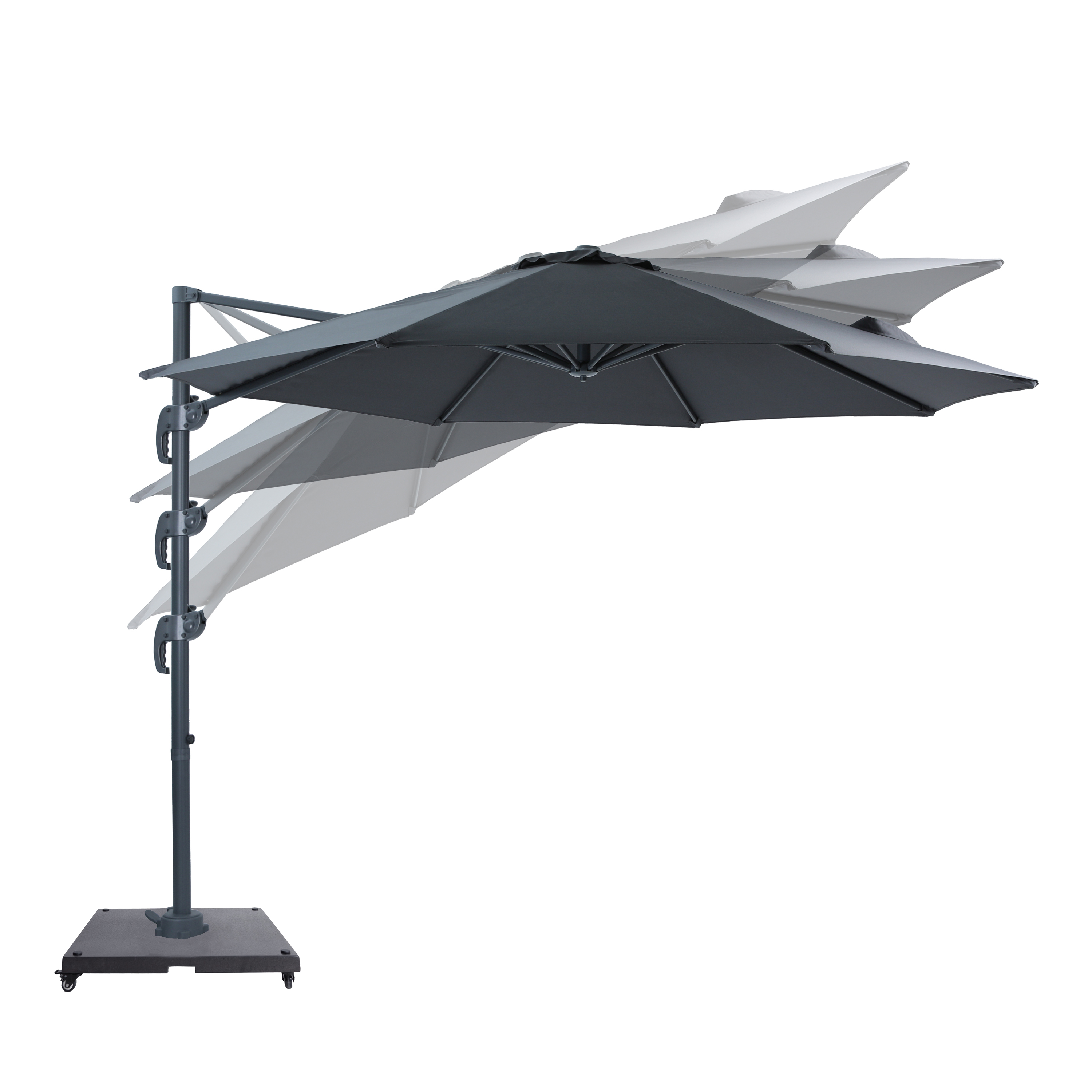 AXI Marisol Cantilever Parasol Ø 300cm incl. parasol base with wheels Anthracite/Grey – Complete set