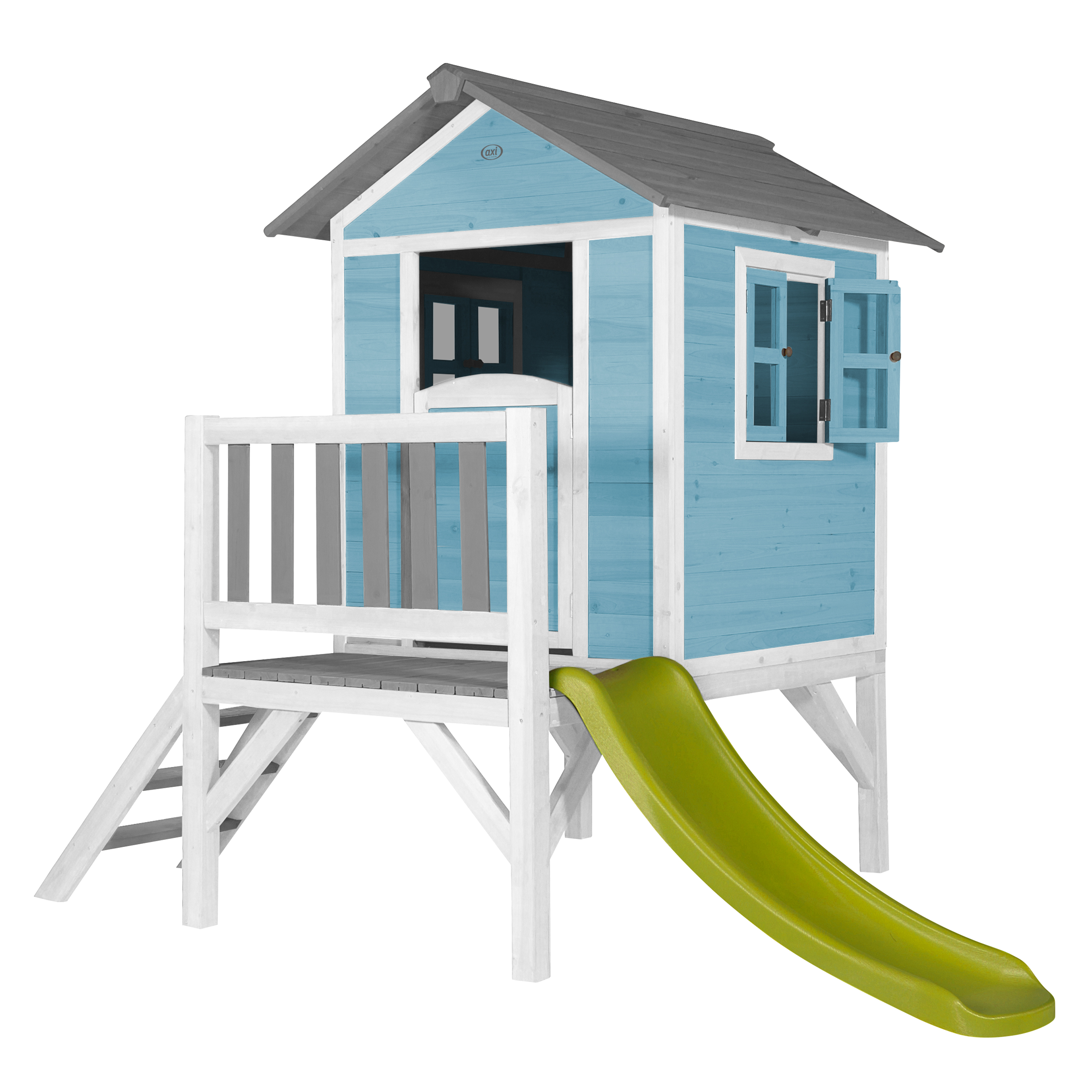 AXI Lodge XL Playhouse Caribbean Blue - Lime Green Slide