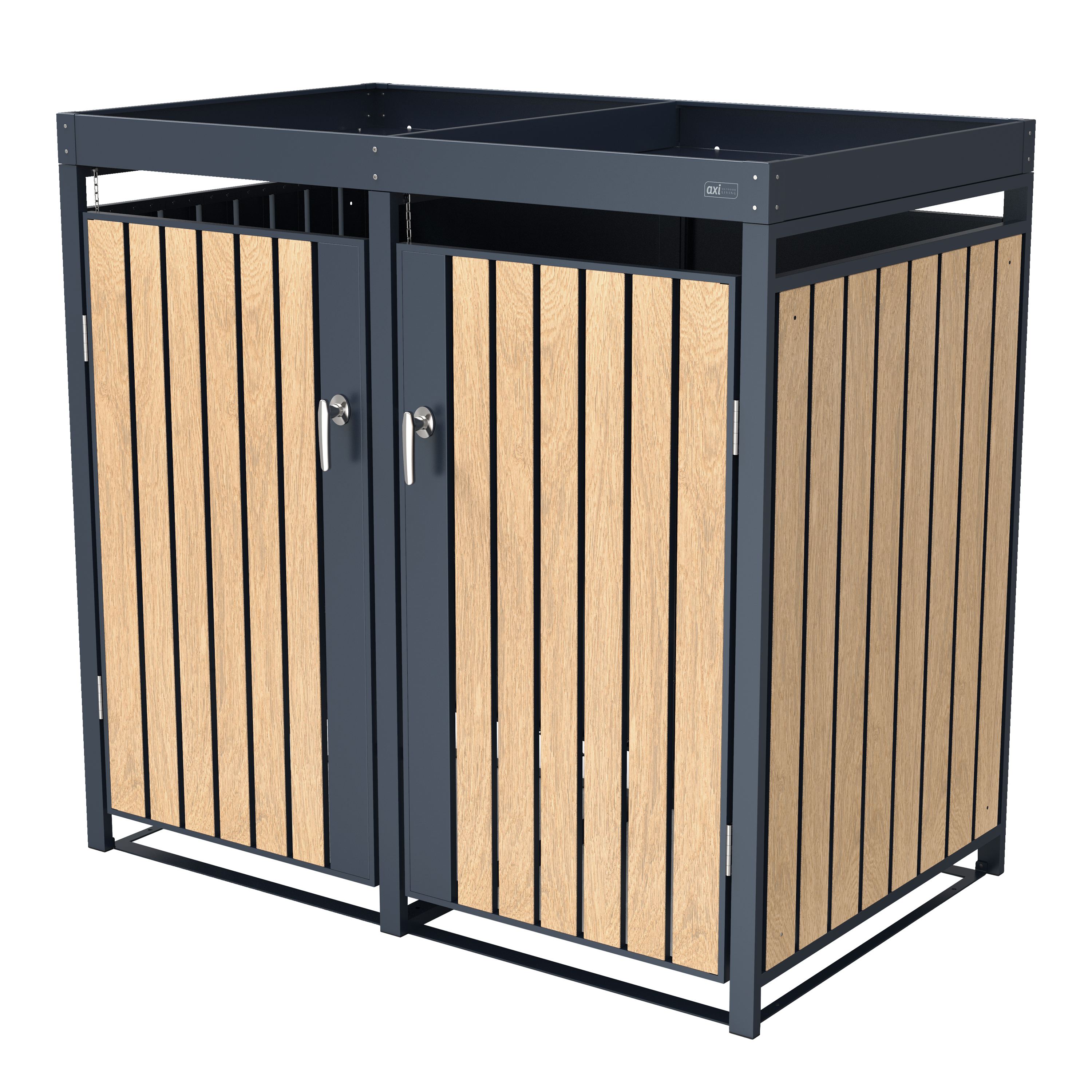 AXI Leon Containerombouw van Metaal Antraciet/Houtlook met plantenbak - 2 containers