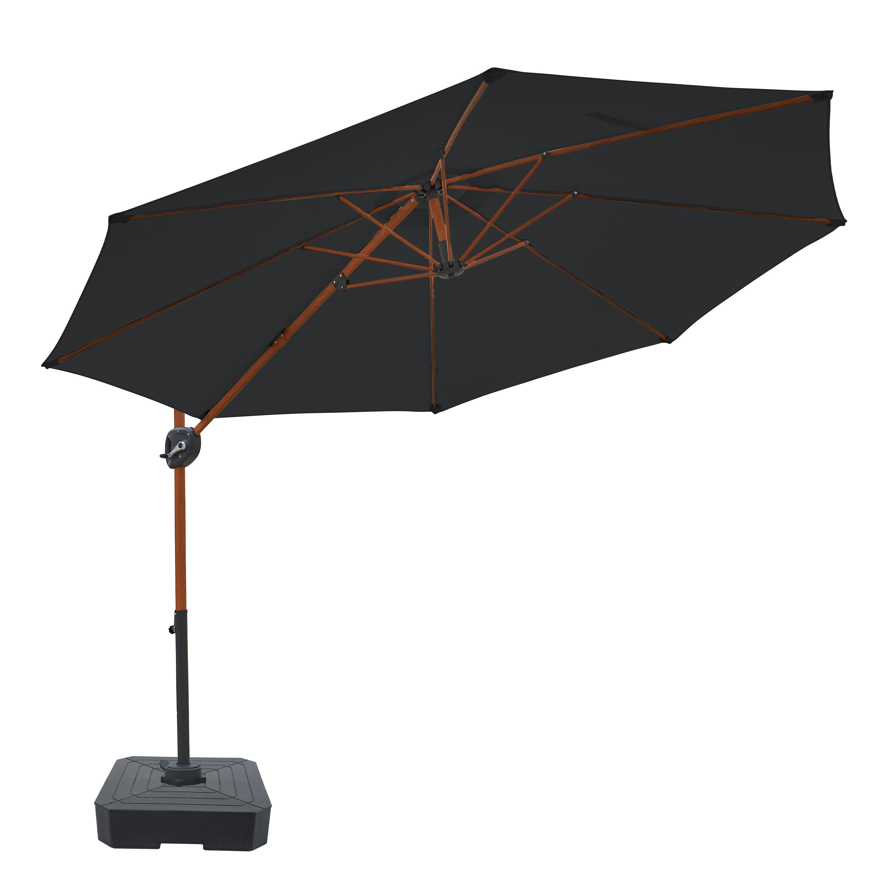AXI Solea Cantilever Parasol Ø 300 cm incl. fillable parasol base Wood-look/Grey – Complete Set
