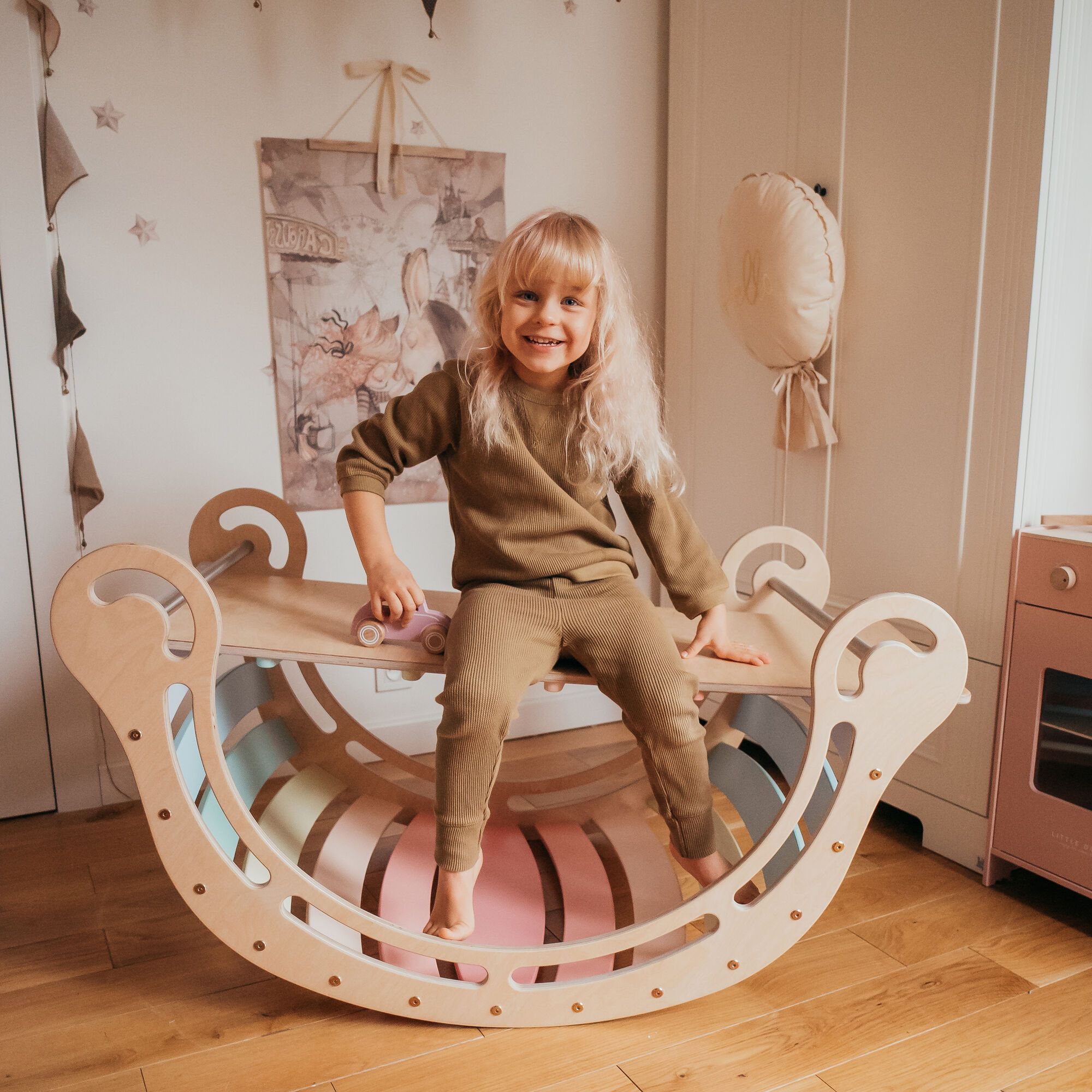 KateHaa Houten XXL Klimboog Rocker Pastel