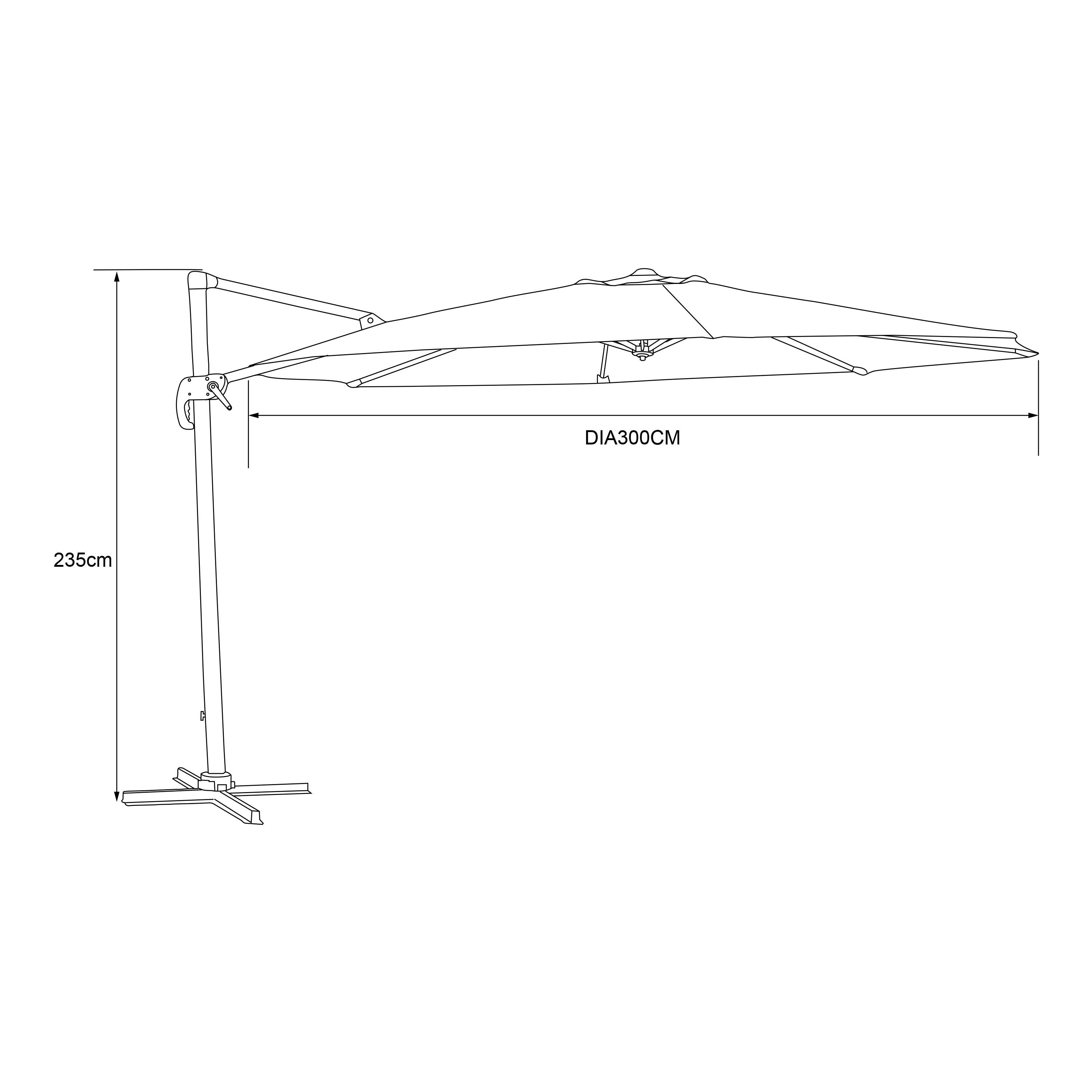 AXI Marisol Zweefparasol Ø 300cm Wit/grijs