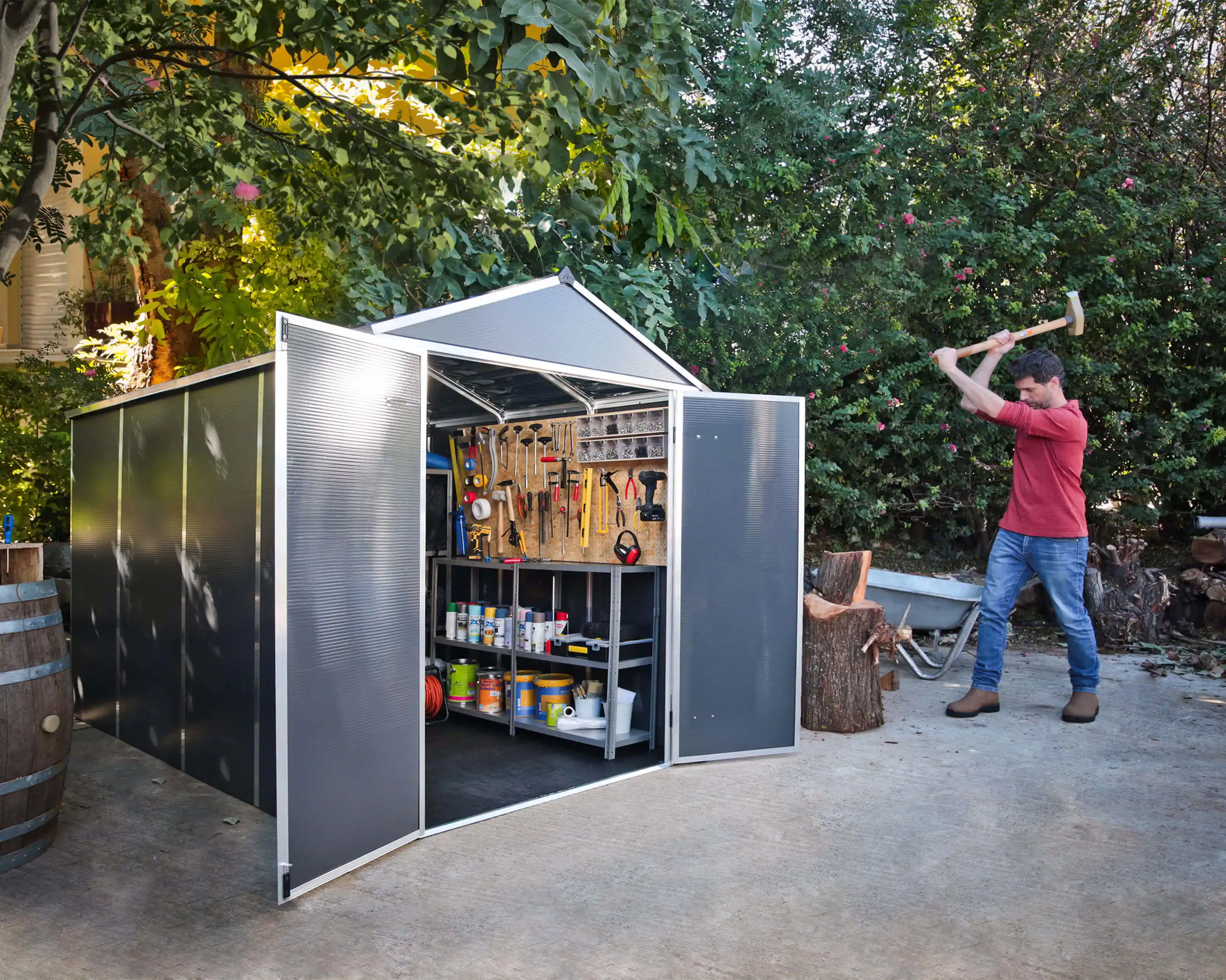 Canopia Rubicon 303X185X217 cm Ultra Duurzame openlucht Opslag Schuur voor tuin Donkergrijs-7290108603415 Canopia Rubicon 303X185X217 cm Ultra Duurzame openlucht Opslag Schuur voor tuin Donkergrijs