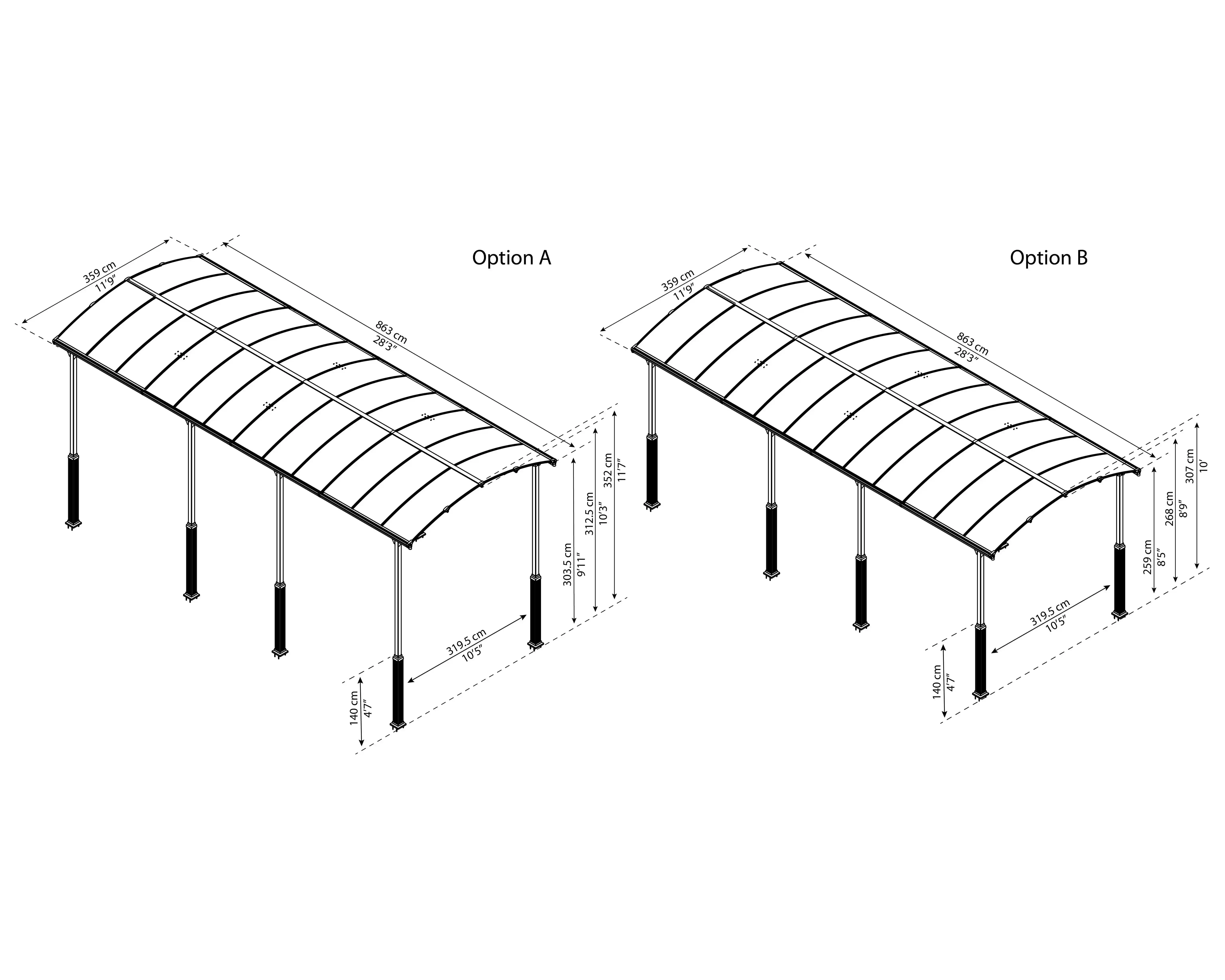 Canopia Alpine 863X360X307 cm RV Carport en Boothuis Donkergrijs Brons Canopia Alpine 863X360X307 cm RV Carport en Boothuis Donkergrijs Brons