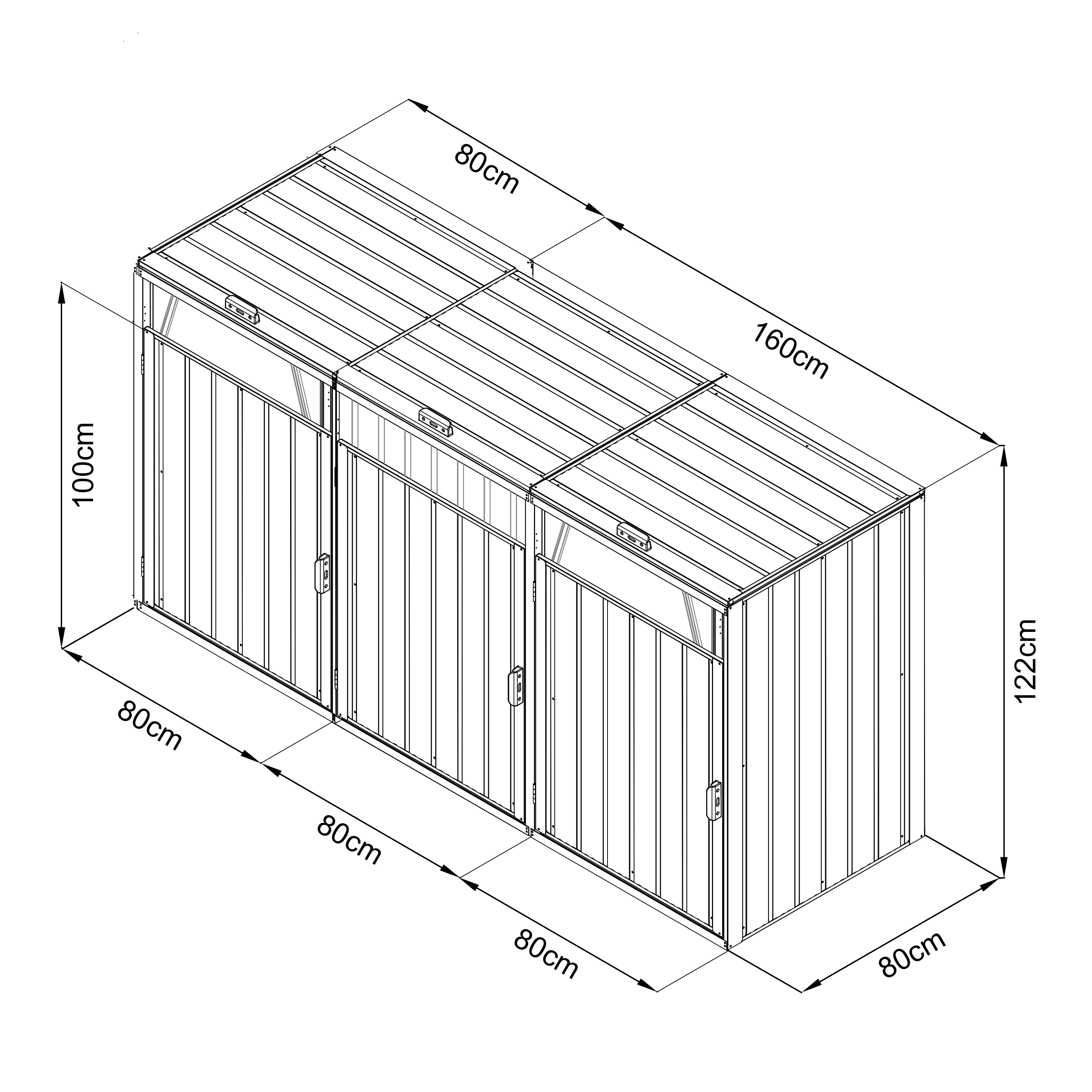 AXI Owen metalen Containerombouw Antraciet - 3 containers
