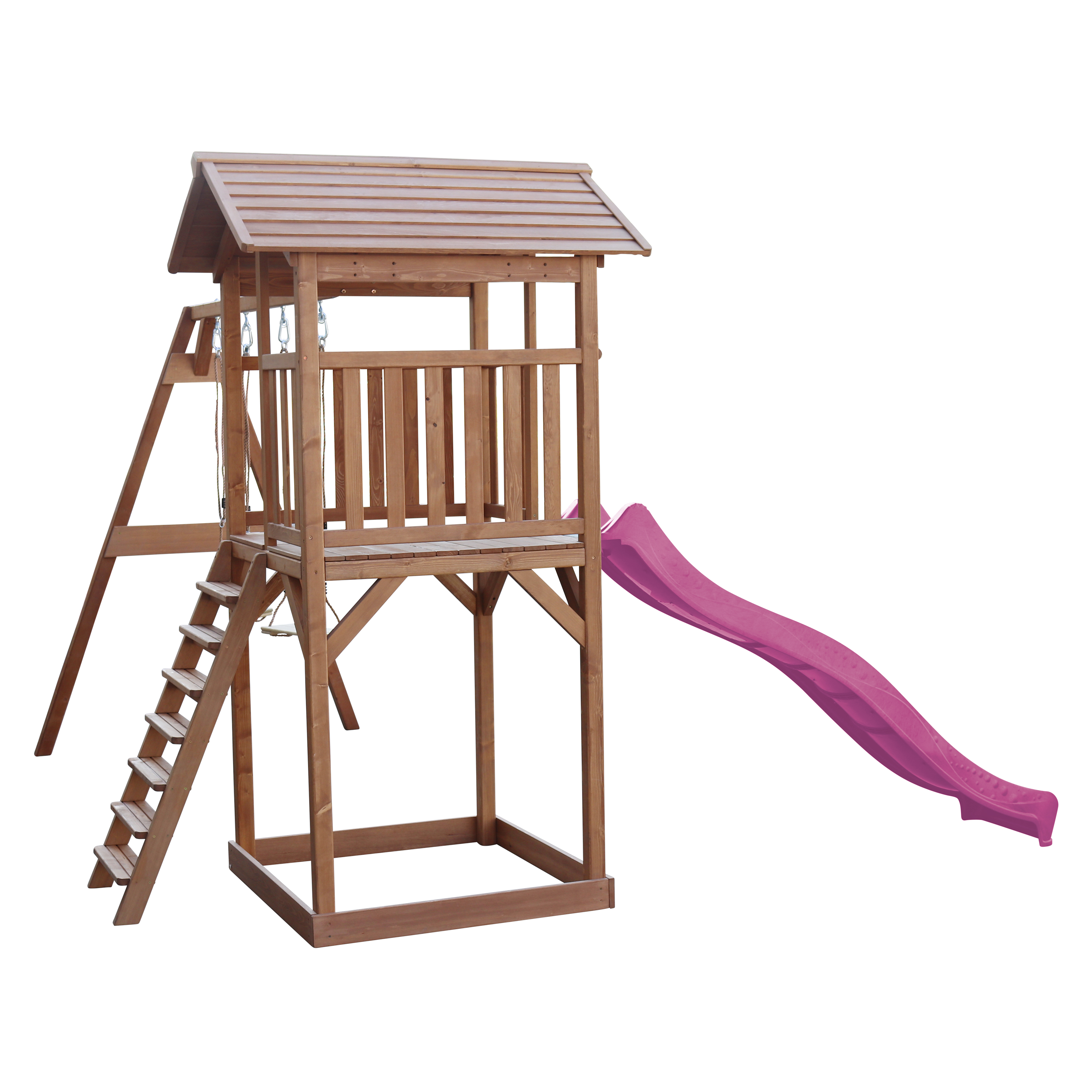 AXI Beach Tower with Double Swing Set Brown - Purple Slide