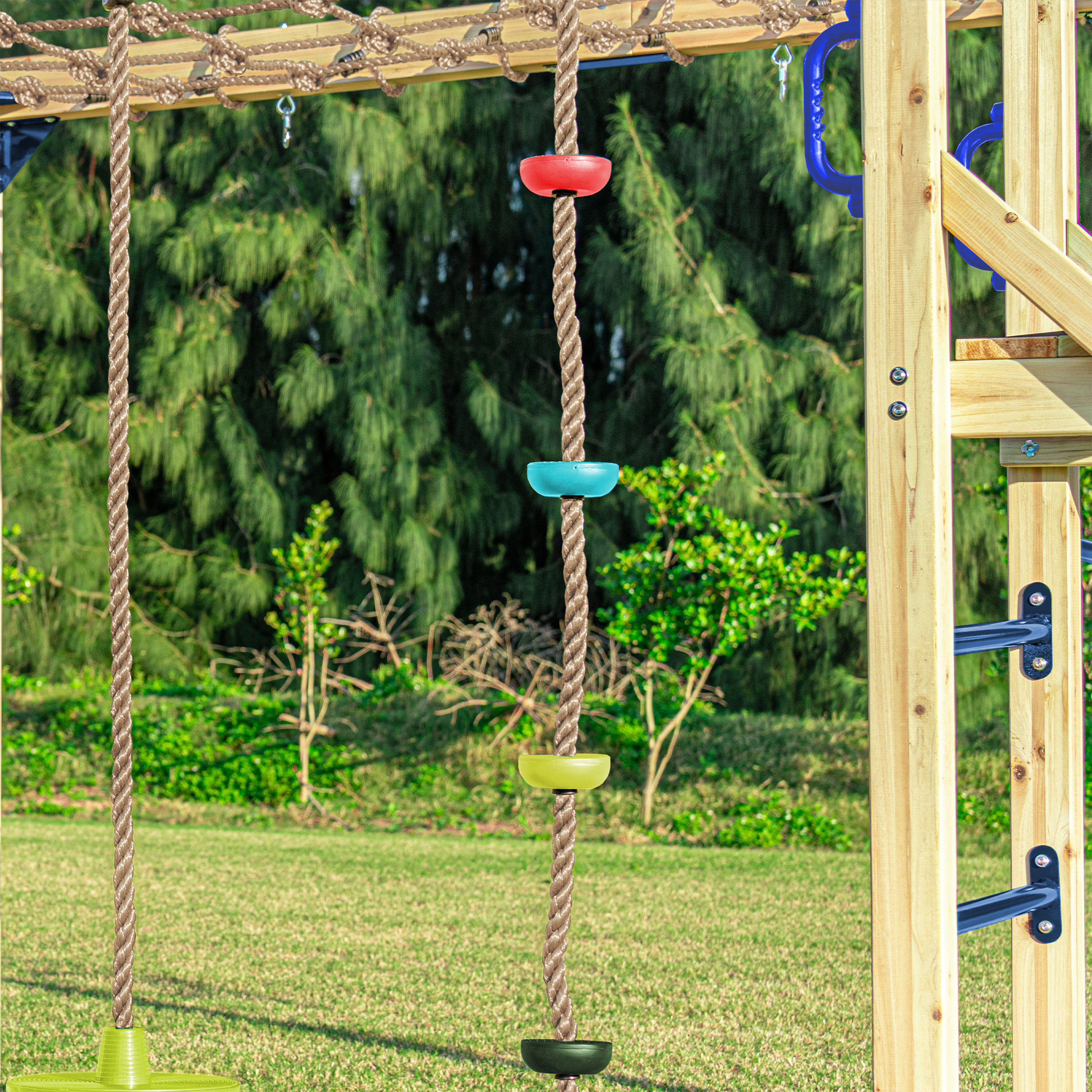 AXI Boris Wooden Playcentre with Swings, Trapeze, Climbing Nets and Monkey Bars – Green Slide