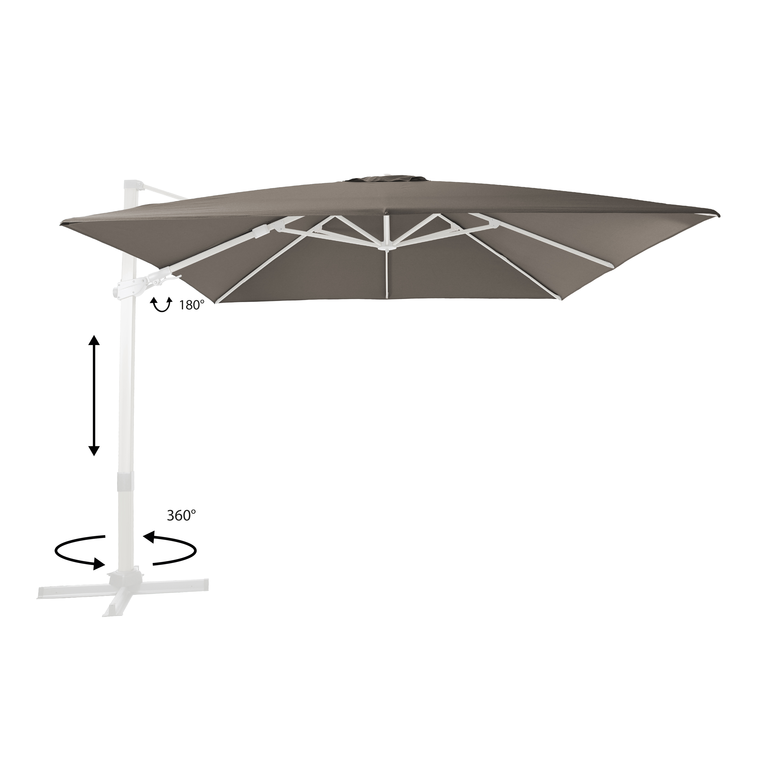 AXI Apollo Premium Zweefparasol 300x300cm Wit/taupe