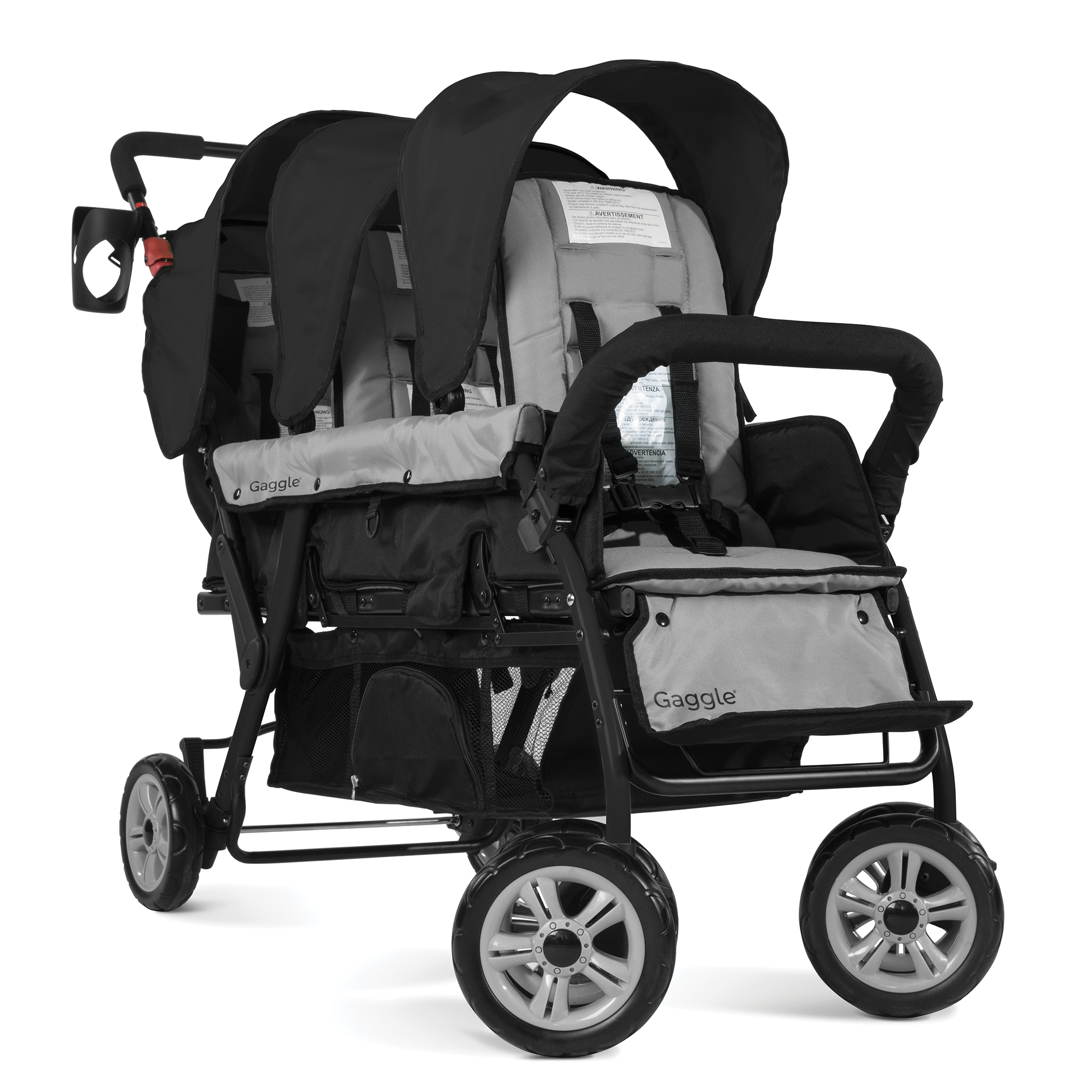 Gaggle Compass kinderwagen / buggy voor 3 kinderen in zwart