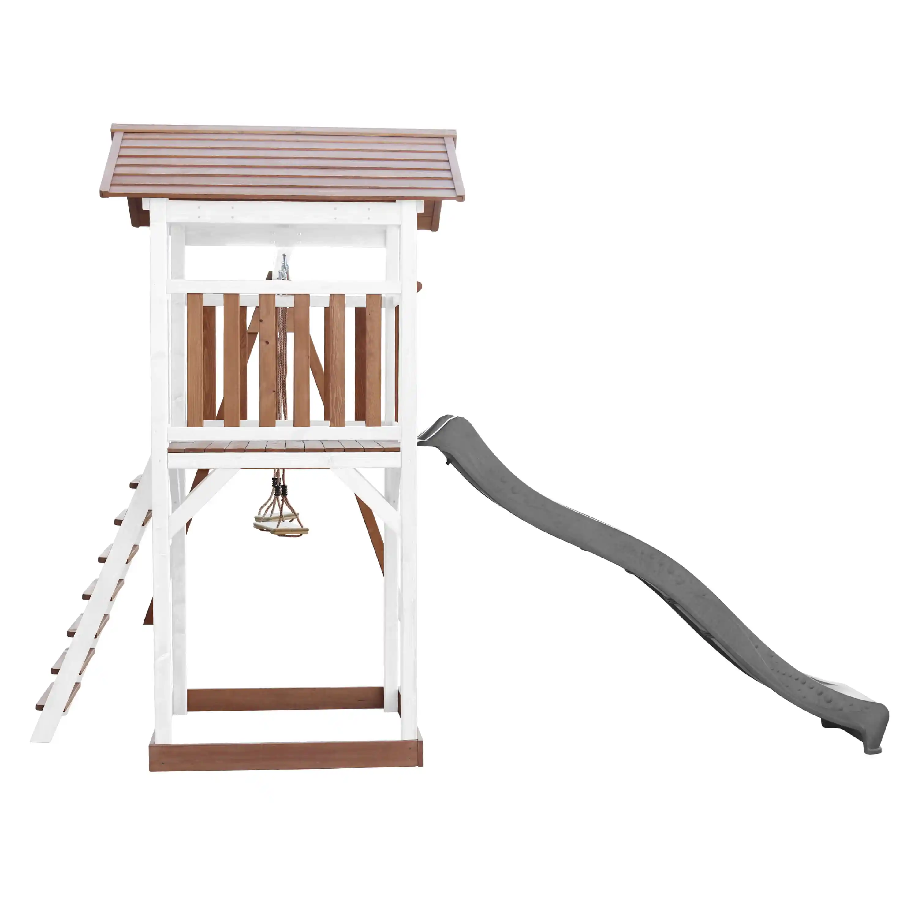 AXI Beach Tower Speeltoren met Dubbele Schommel Bruin/wit - Grijze Glijbaan