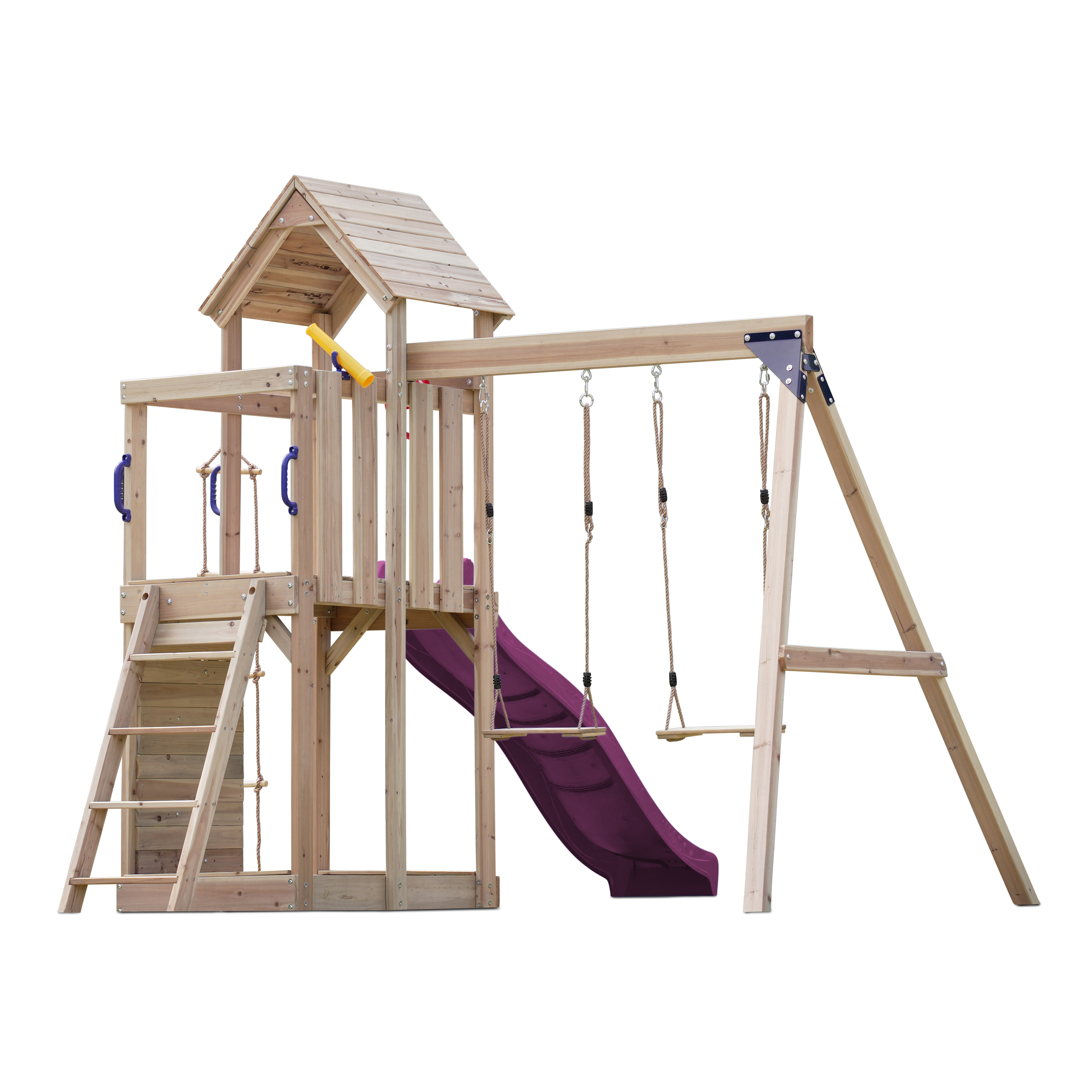 AXI Moos Climbing Frame with Double Swing Set - Purple Slide