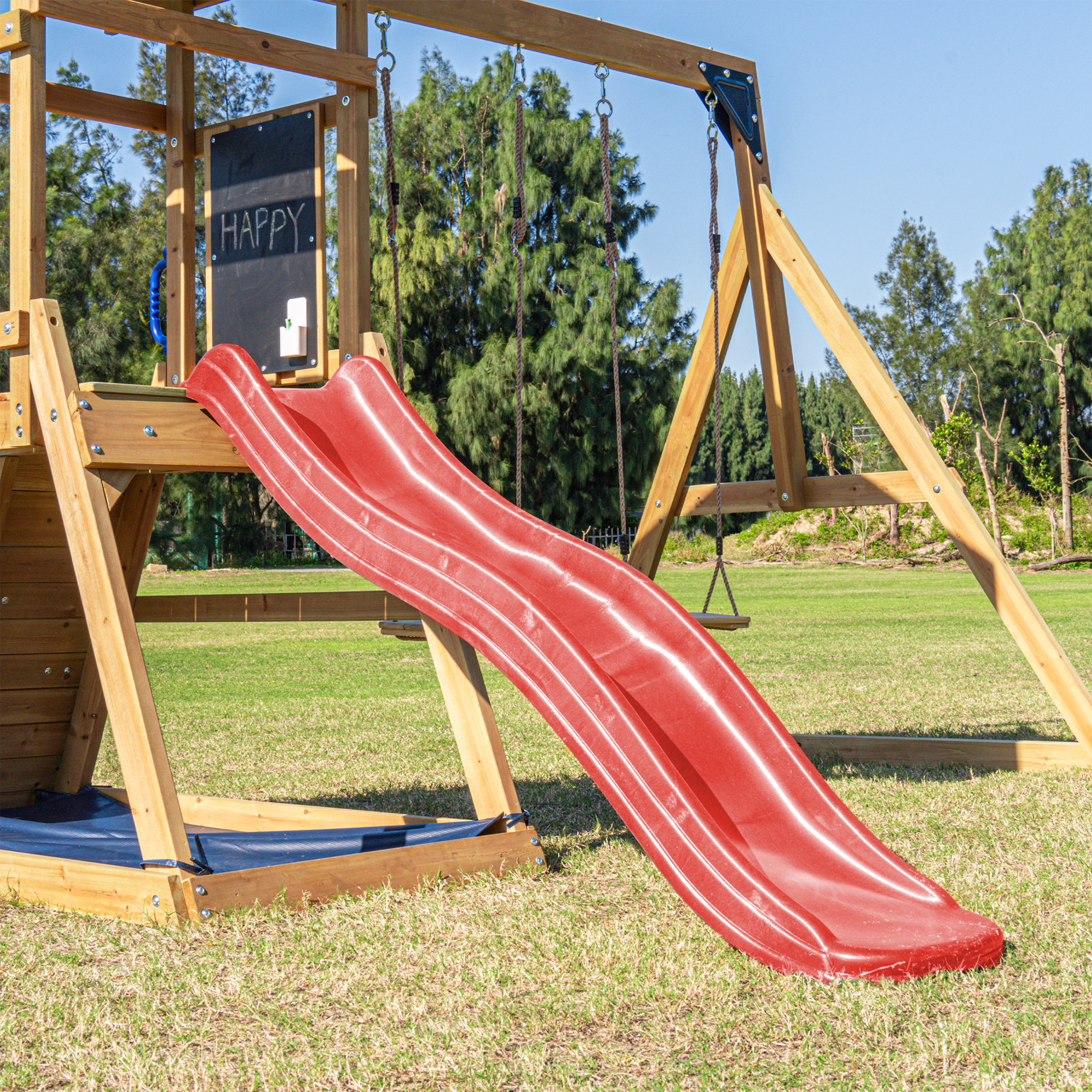 AXI Mia Climbing Frame with Double Swing Set – Red Slide