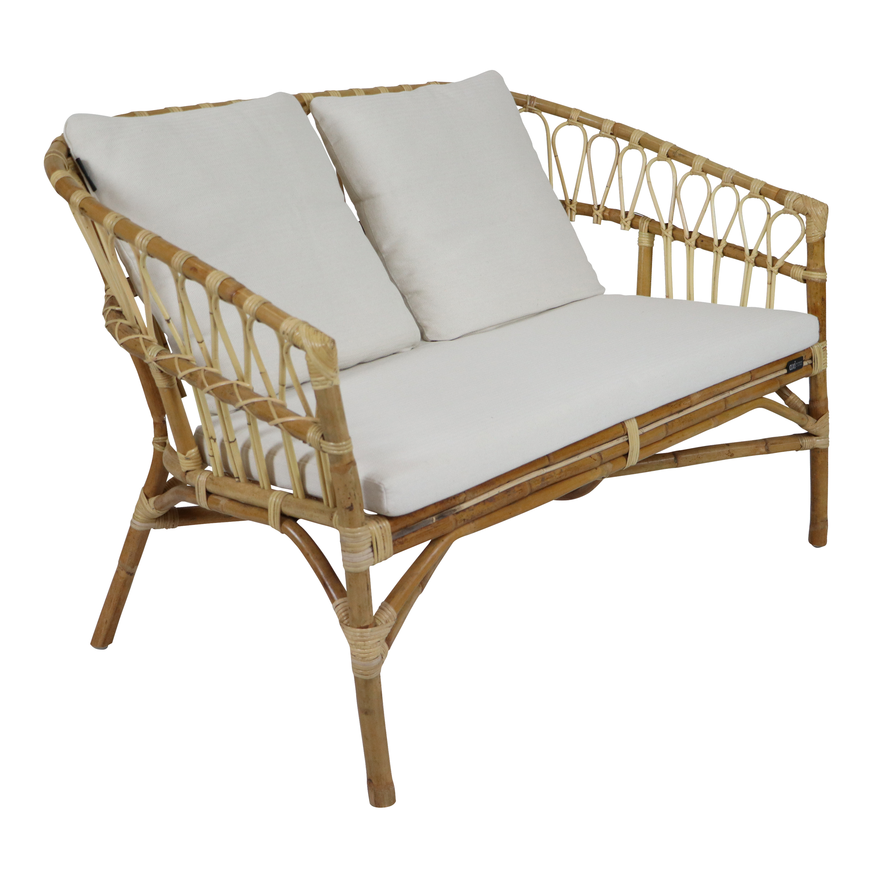 AXI Mary Rattan Lounge Set – 4-Piece with Sofa. Table. and 2 Chairs Natural/White