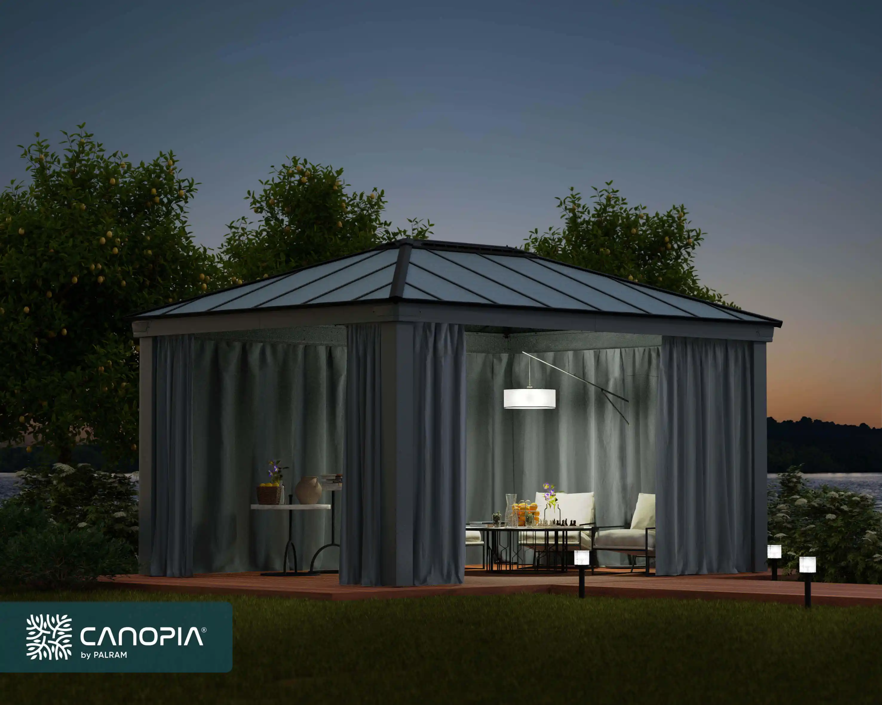Canopia Gordijnset voor Dallas tuinpaviljoen 500X360 Donkergrijs