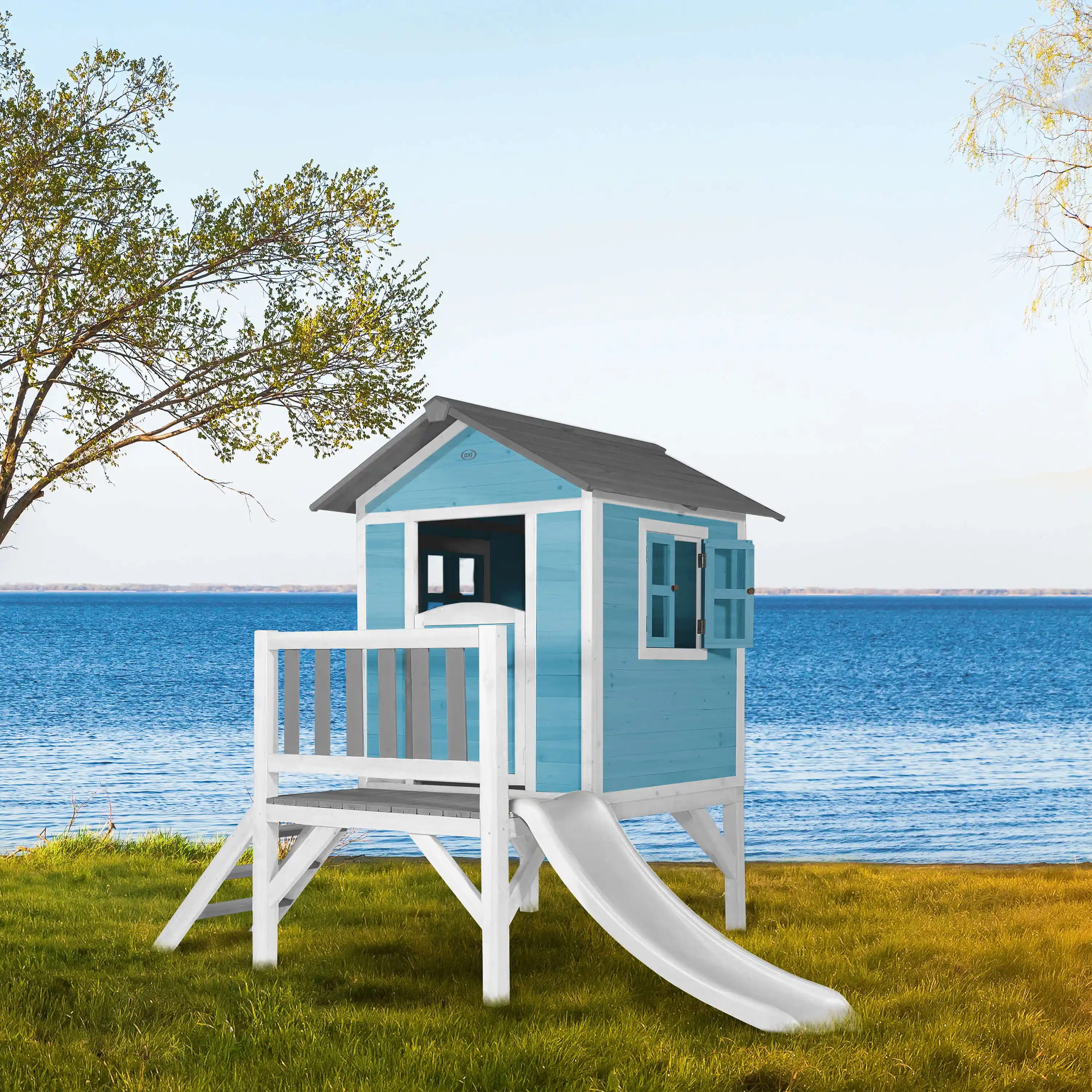 AXI Lodge XL Speelhuis Caribisch Blauw - Witte Glijbaan