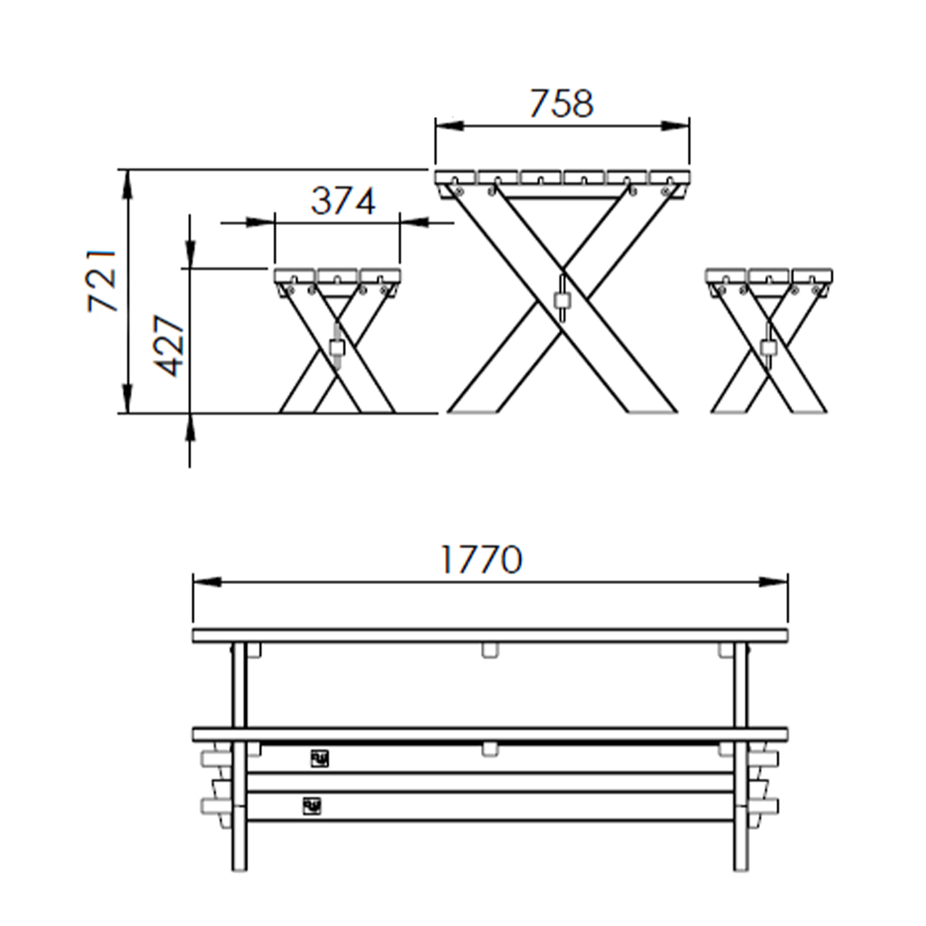 AXI Celine Picknicktafel met bankjes van hout 177 cm - Bruin/wit