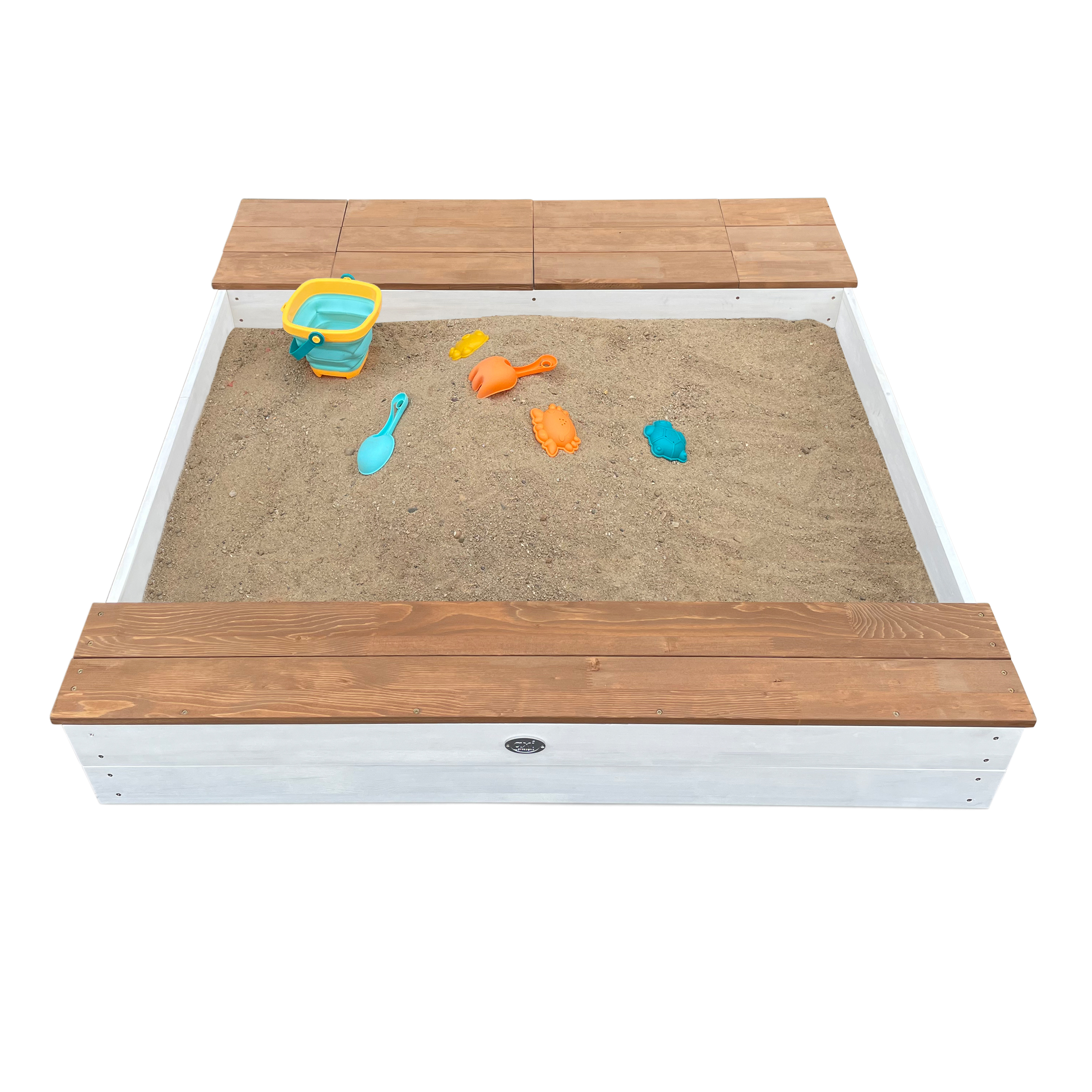 AXI Evy Sandbox with Bins and Storage - 119 x 117 cm - White/Brown