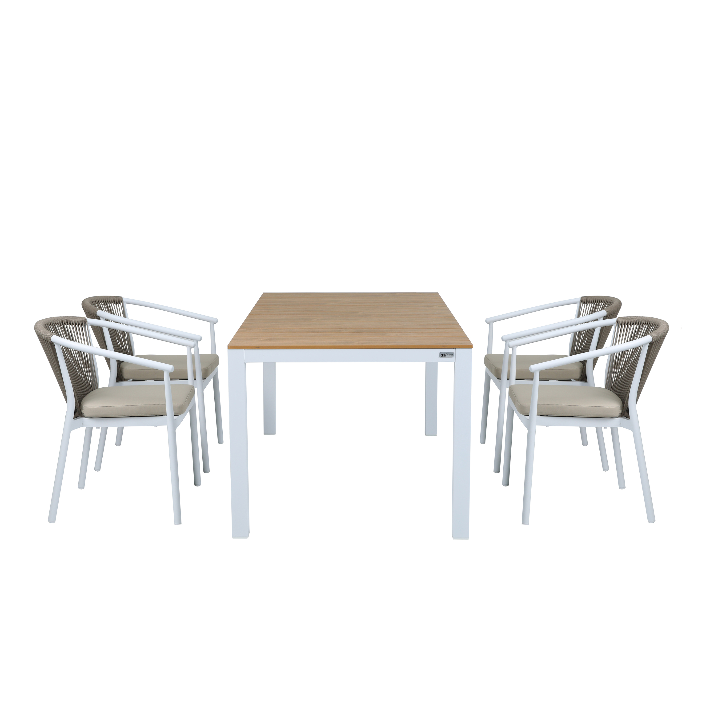 AXI Suvi Tuinset met 4 stoelen Wit met Teak-look Polywood