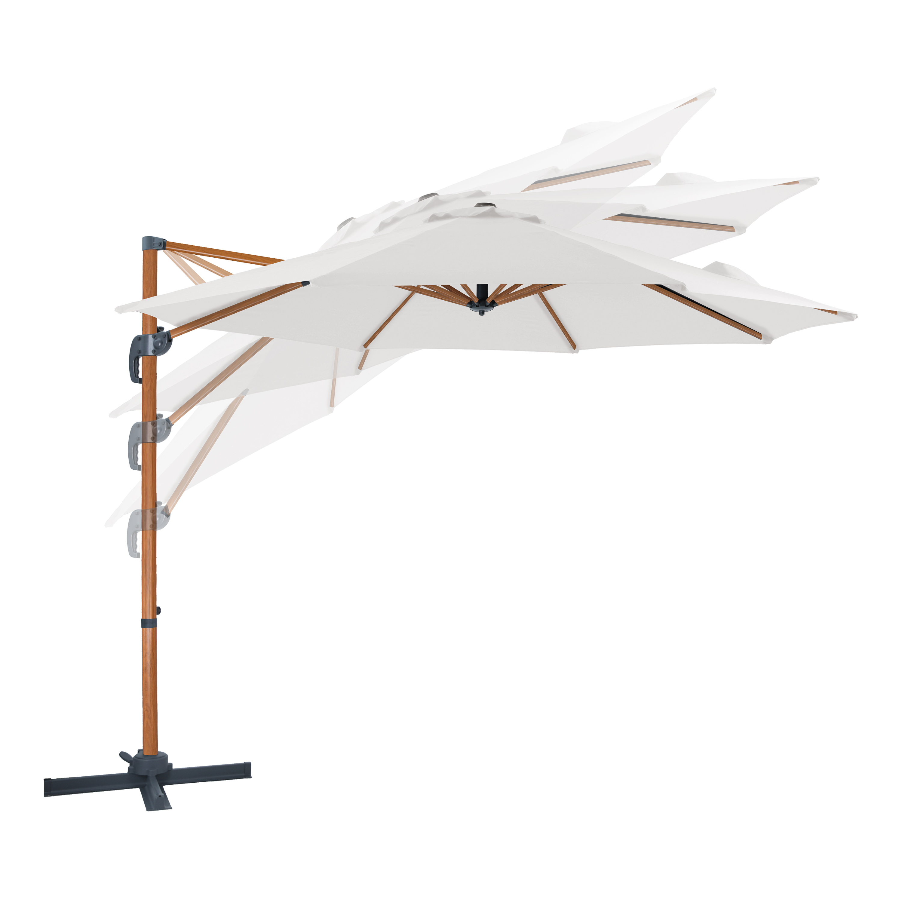 AXI Marisol Zweefparasol Ø 300cm Houtlook/beige 