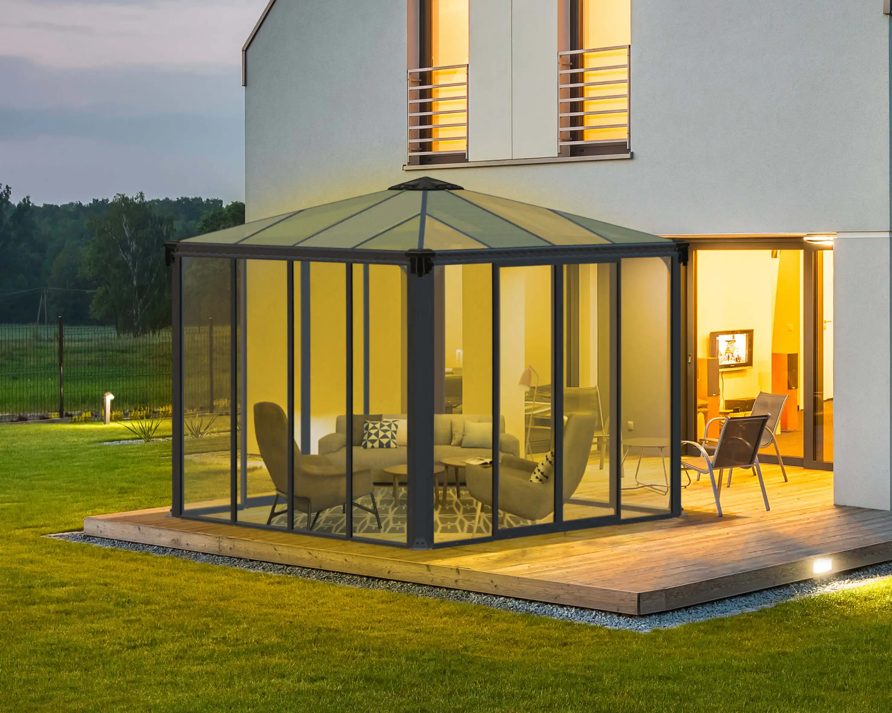 Canopia Ledro 300X300 cm Gesloten tuinpaviljoen Donkergrijs Brons