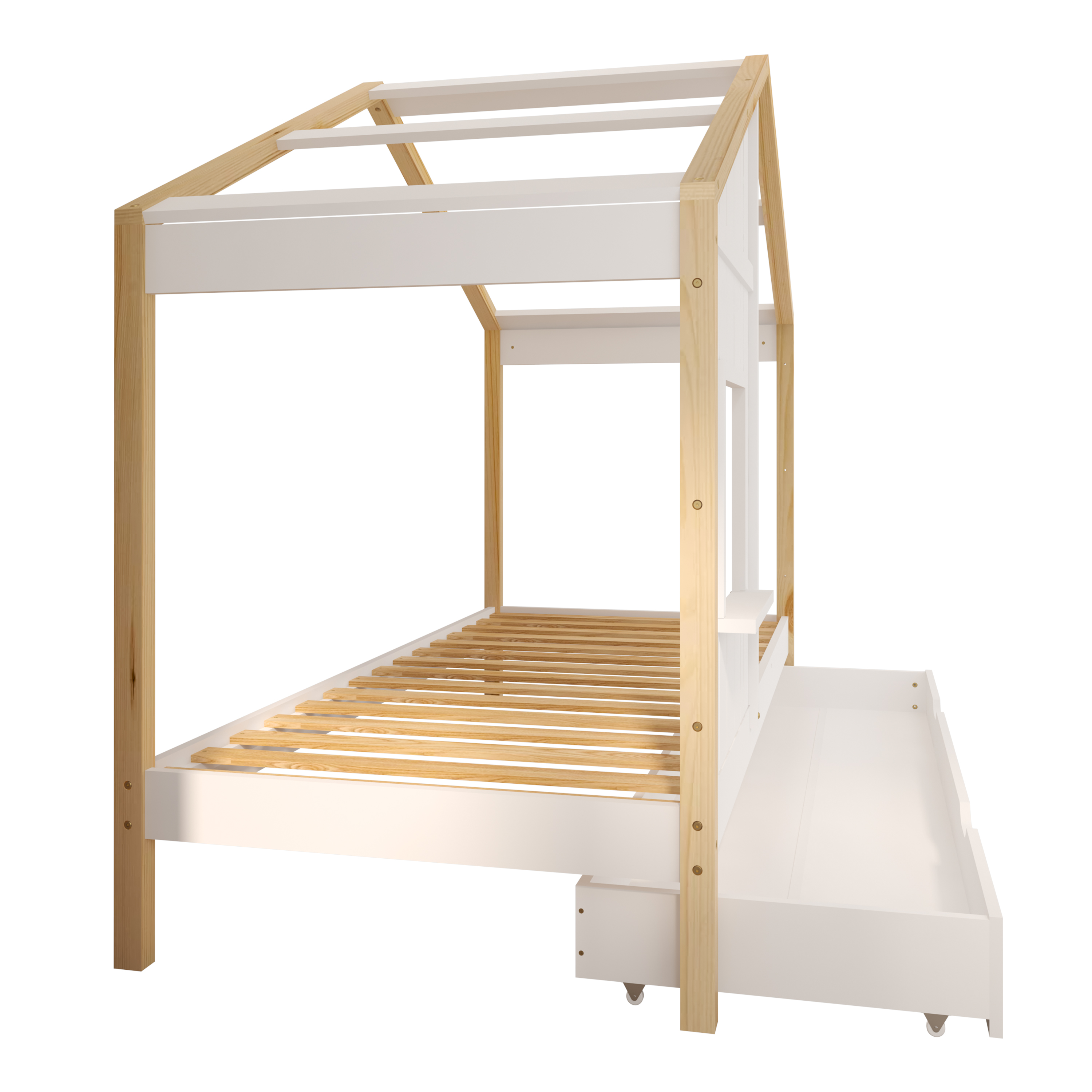 Sunny Beau House Bed with Storage Drawer Brown/White – Without Mattress