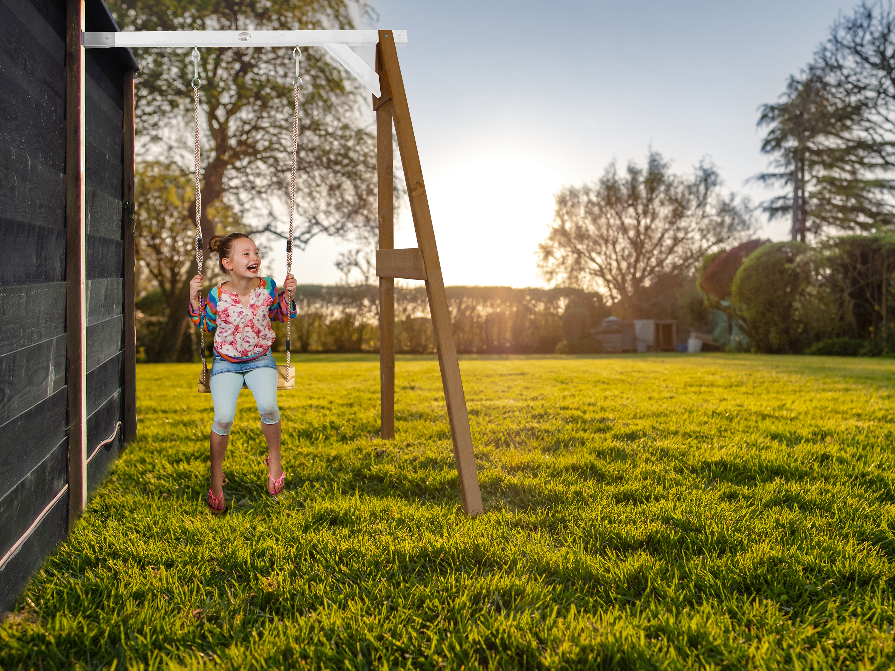 AXI Attachable Single Swing Set - Brown/White