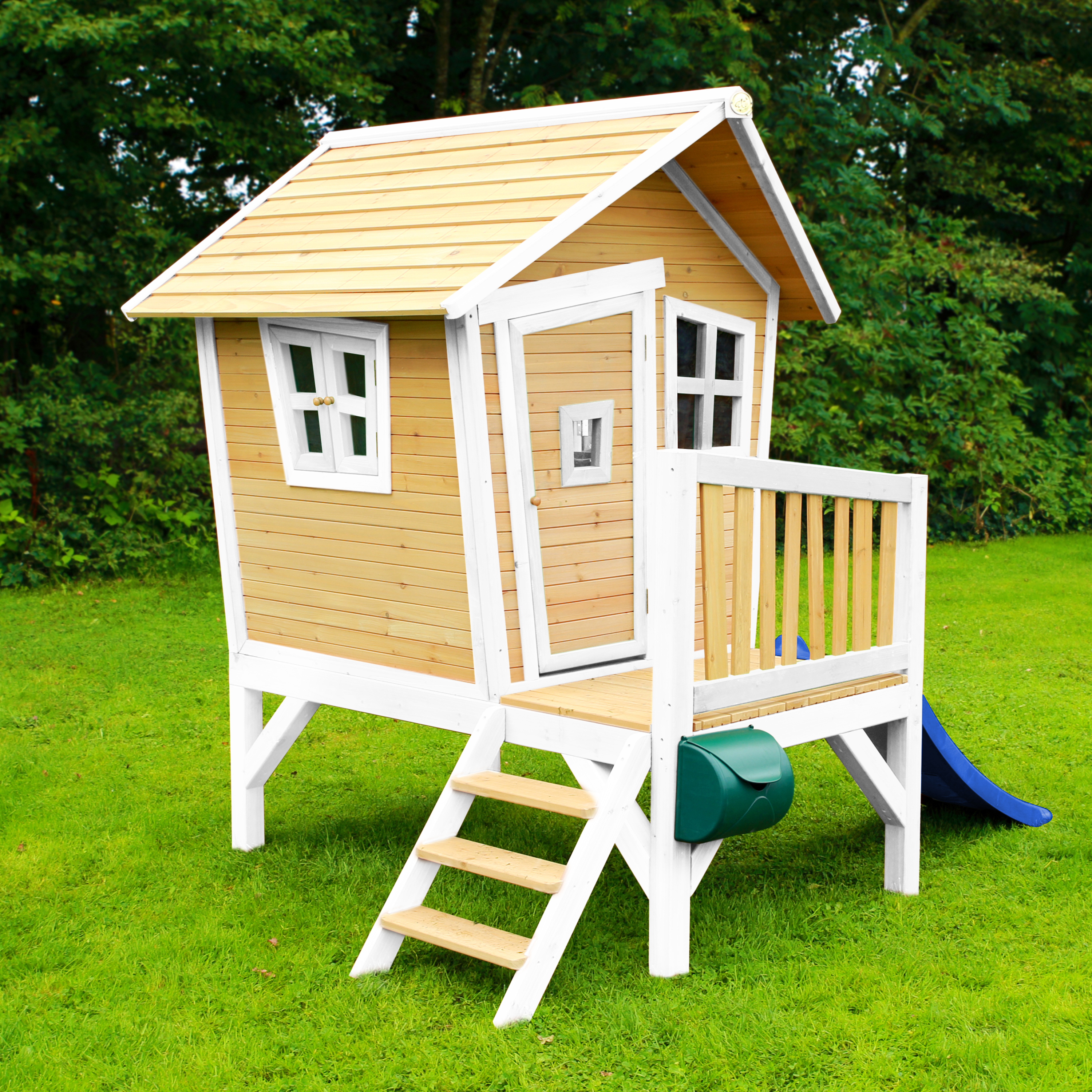 AXI Robin Playhouse Brown/White - Blue Slide