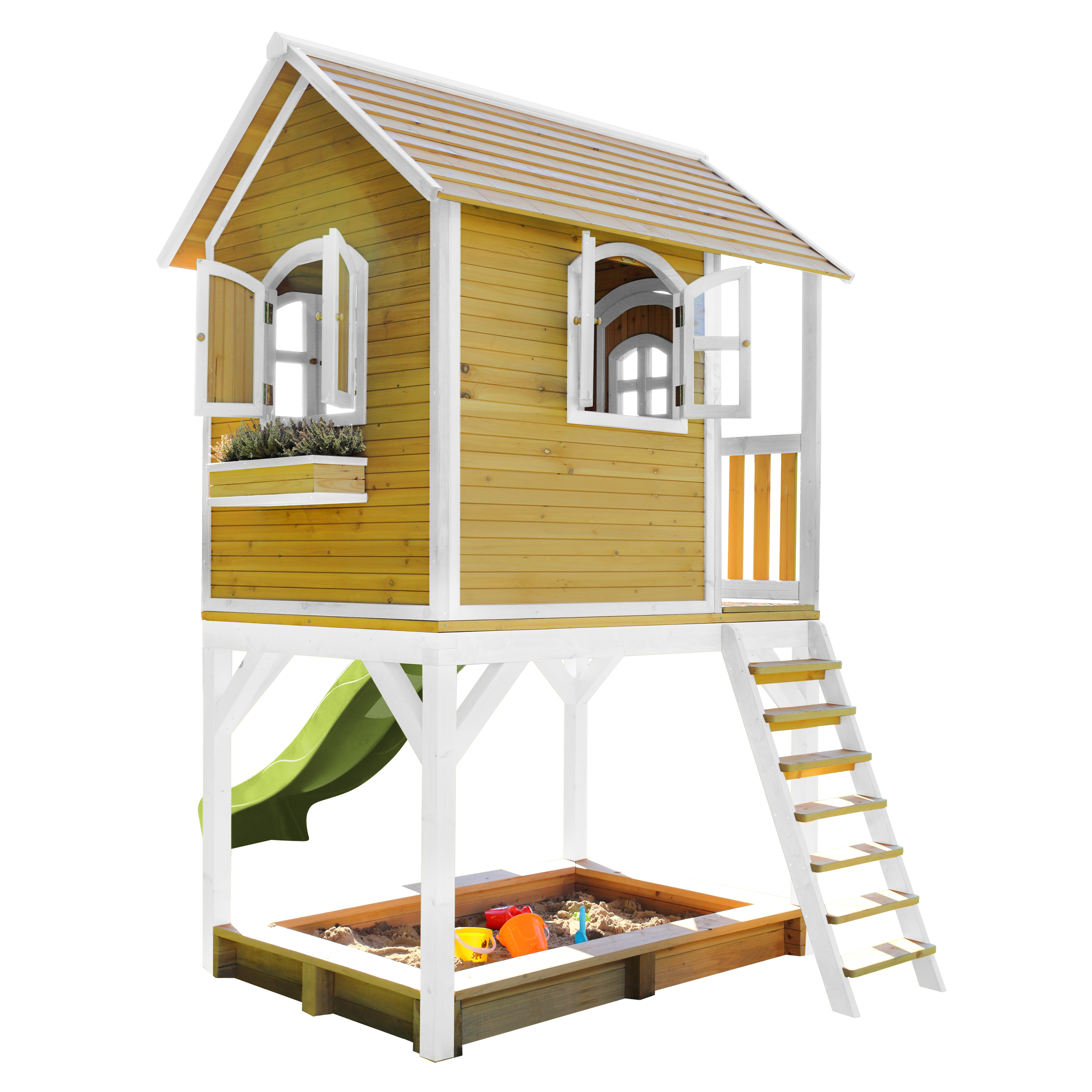 AXI Sarah Playhouse Brown/White - Lime Green Slide