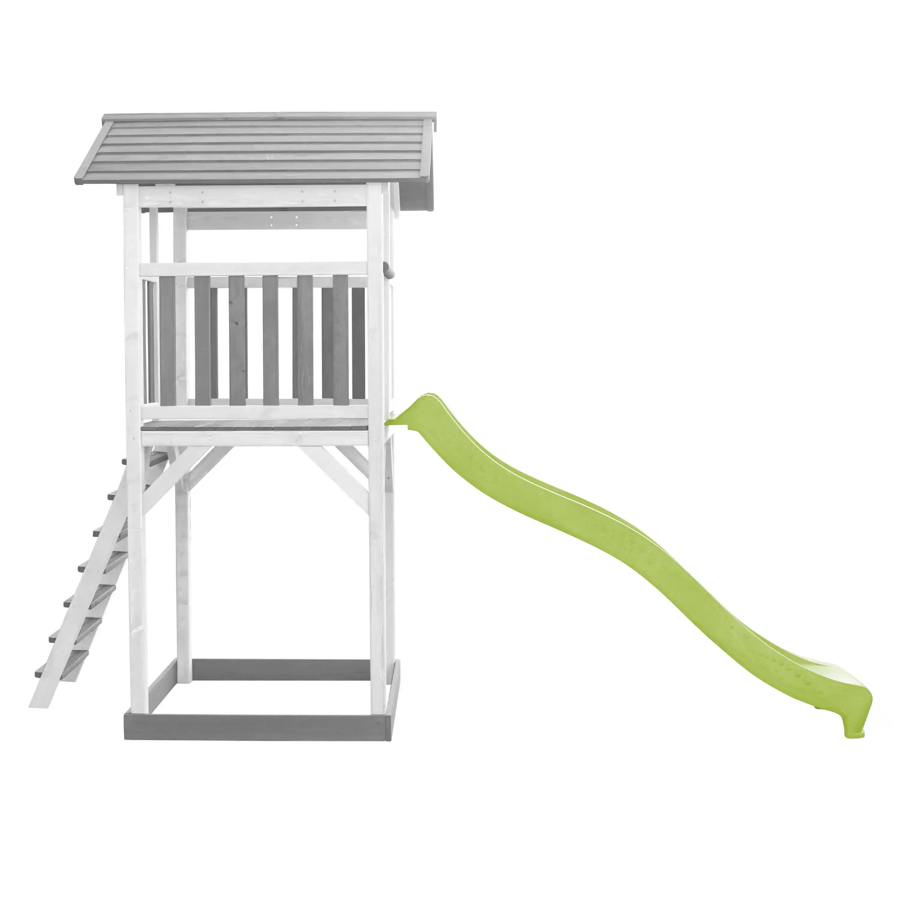 AXI Beach Tower Speeltoren Grijs/wit - Limoen groene glijbaan