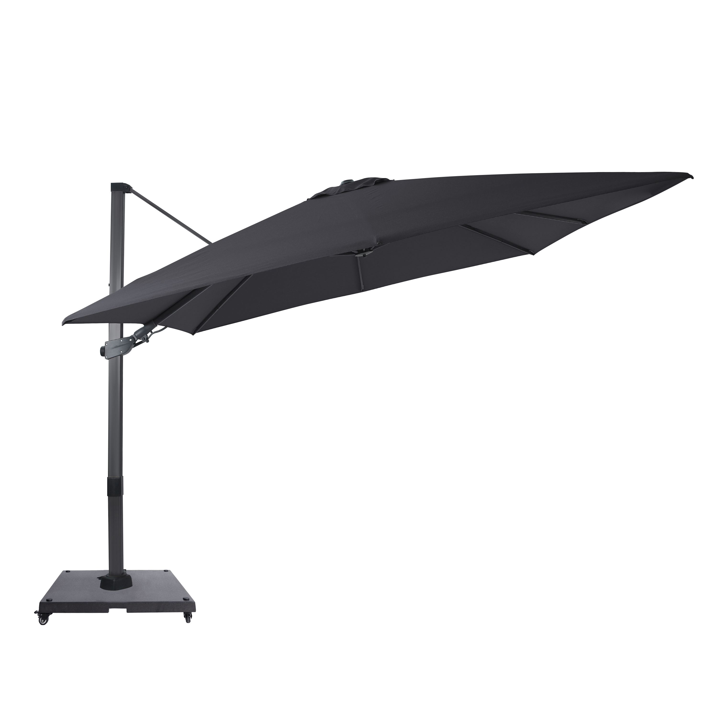 AXI Apollo Premium Cantilever Parasol 300x300cm incl. granite base with wheels Anthracite/Grey – Complete set
