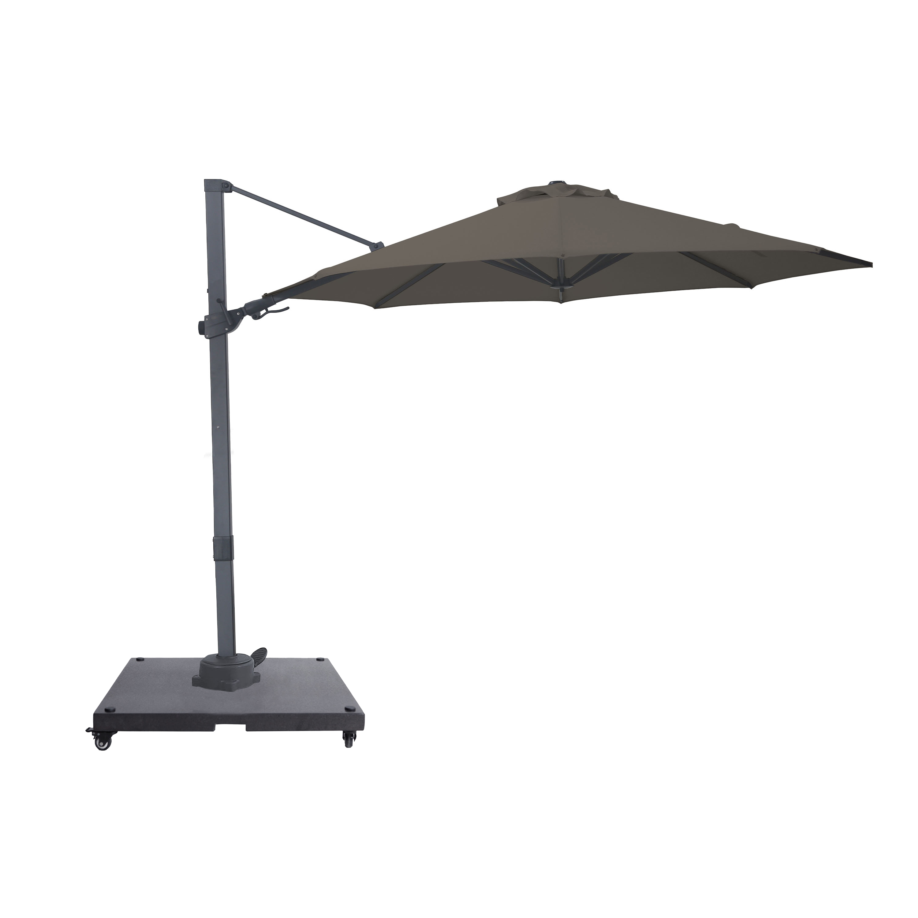 AXI Solis Cantilever Parasol Ø 300 cm incl. parasol base with wheels Anthracite/Taupe – Complete Set