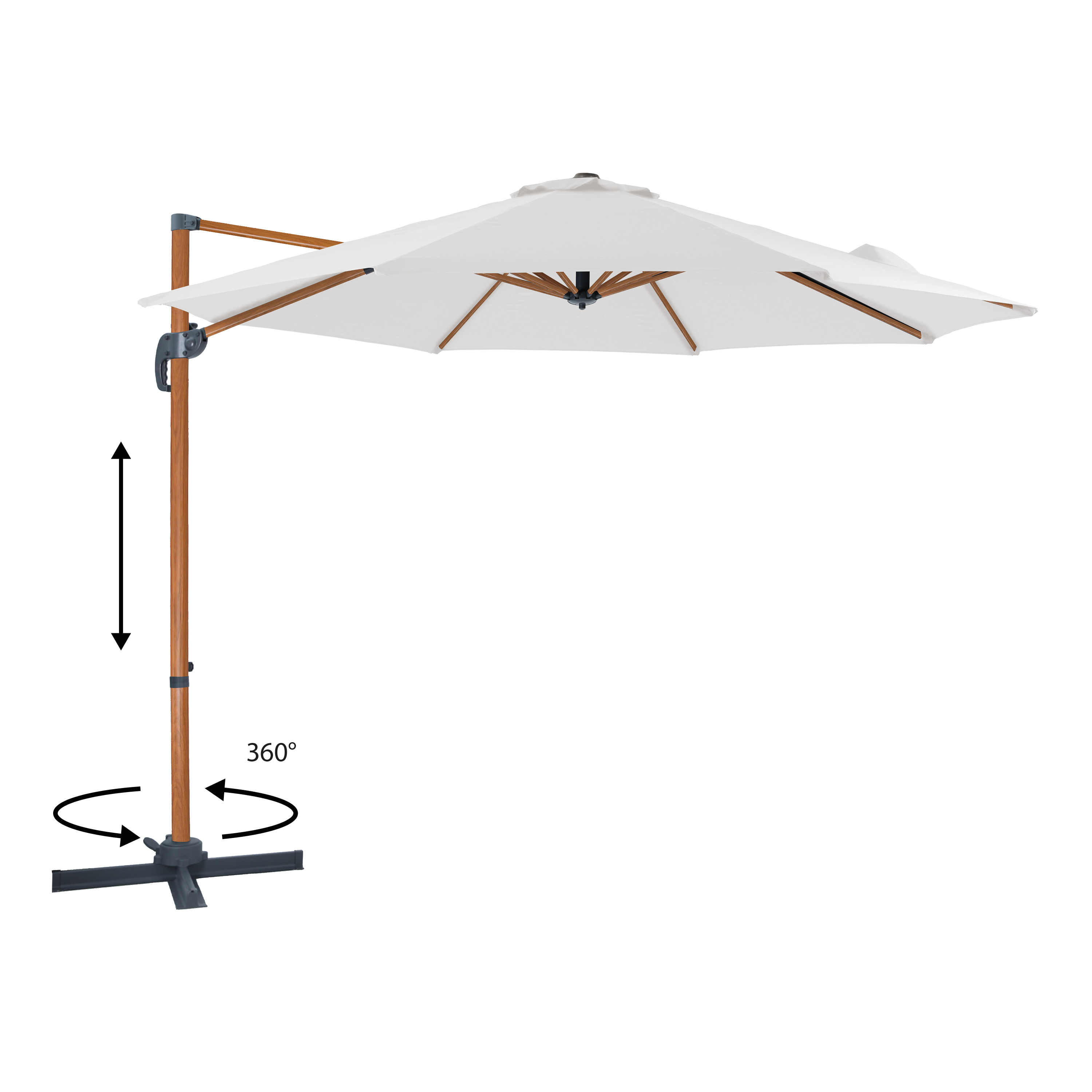 AXI Marisol Zweefparasol Ø 300cm Houtlook/beige 