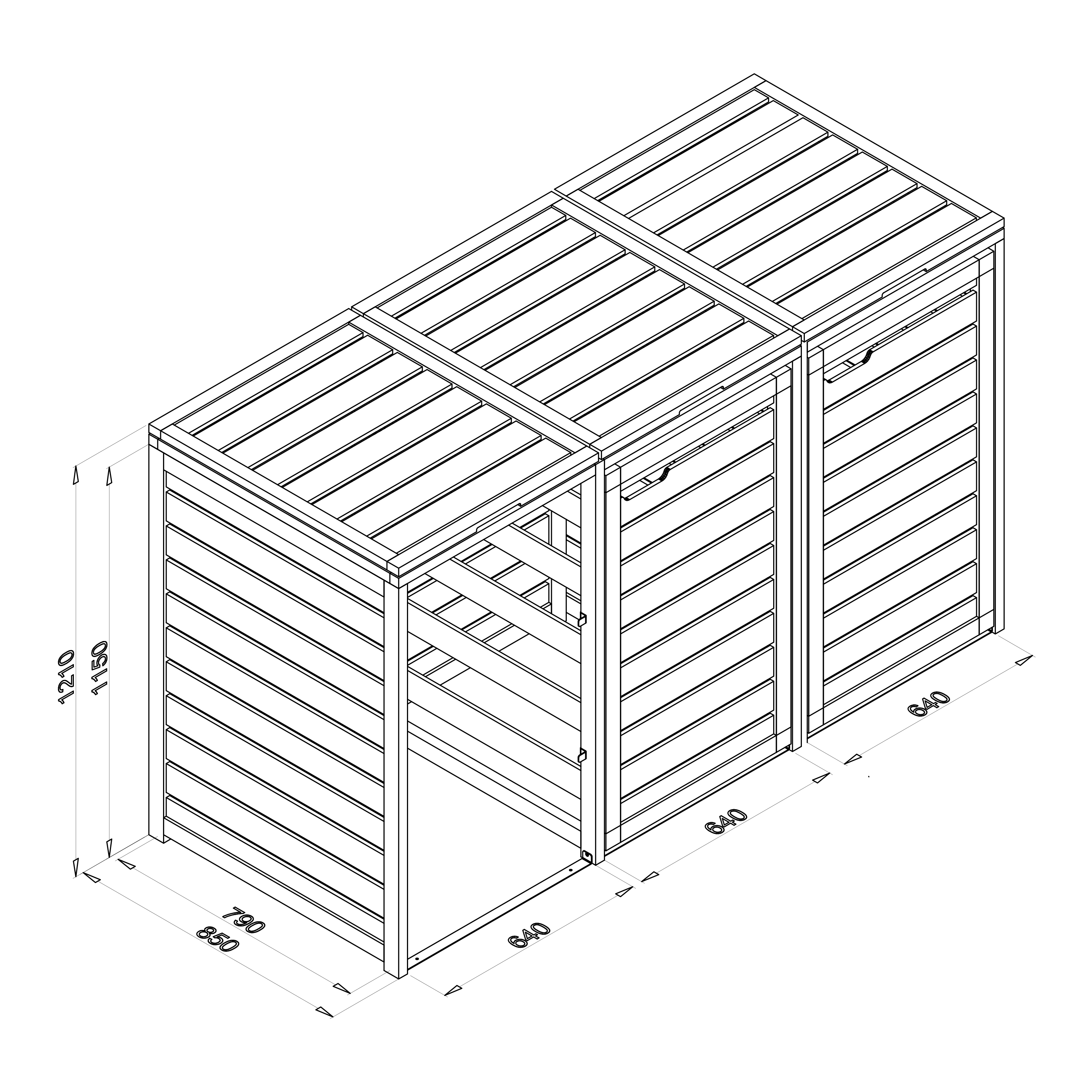 AXI Lex Wooden Bin Storage Black/Brown - 3 bins