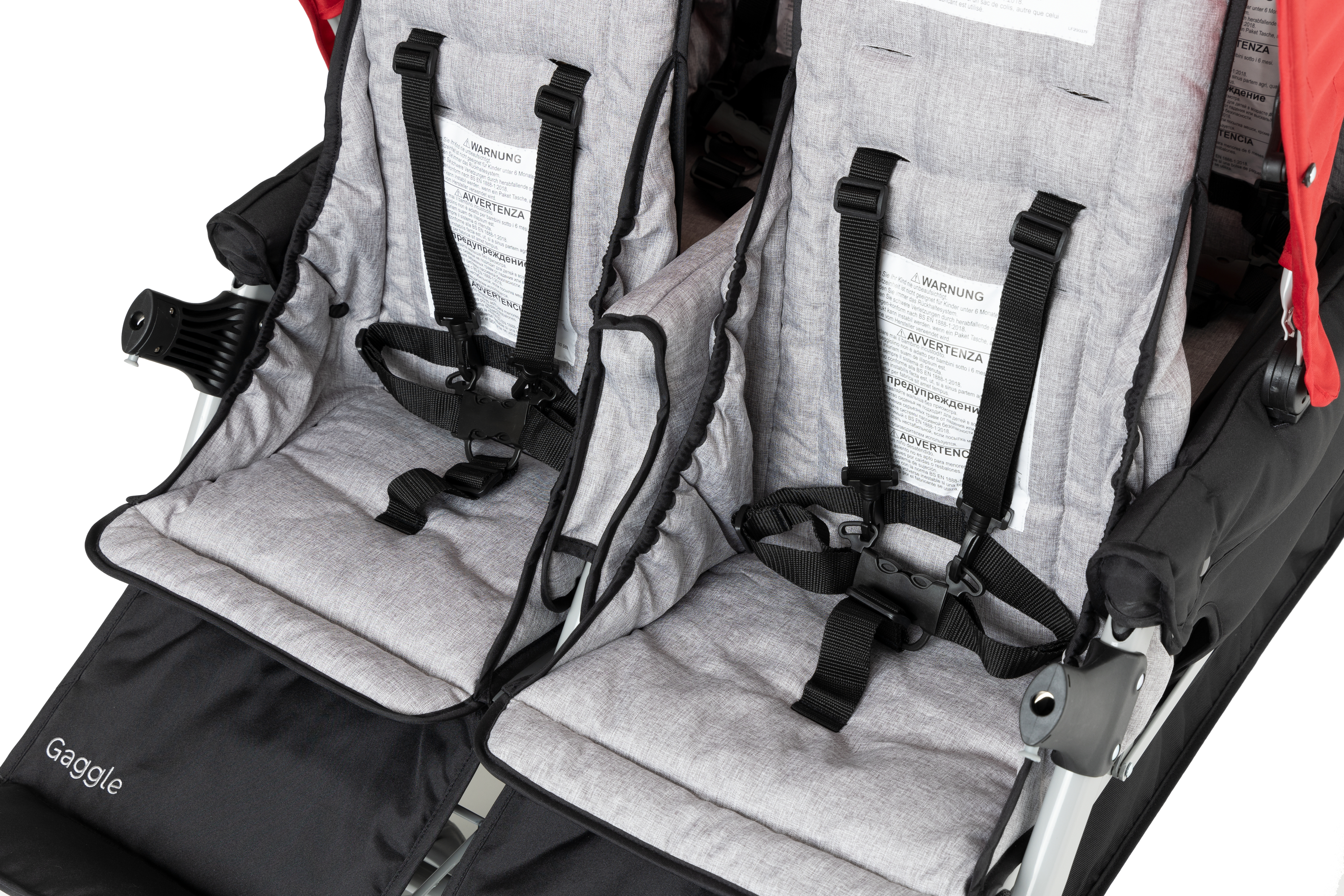 Gaggle Jamboree Folding Stroller for 6 children - Red-0849801015185 Gaggle Jamboree Folding Stroller for 6 children - Red