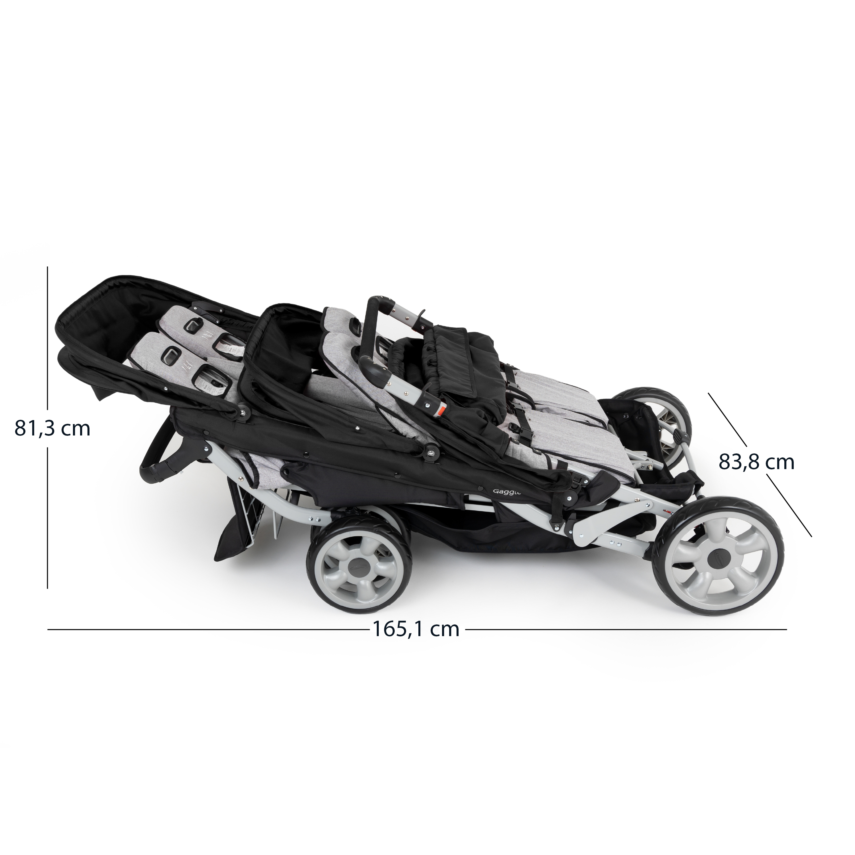 Gaggle Jamboree opvouwbare kinderwagen / buggy voor 6 kinderen in zwart