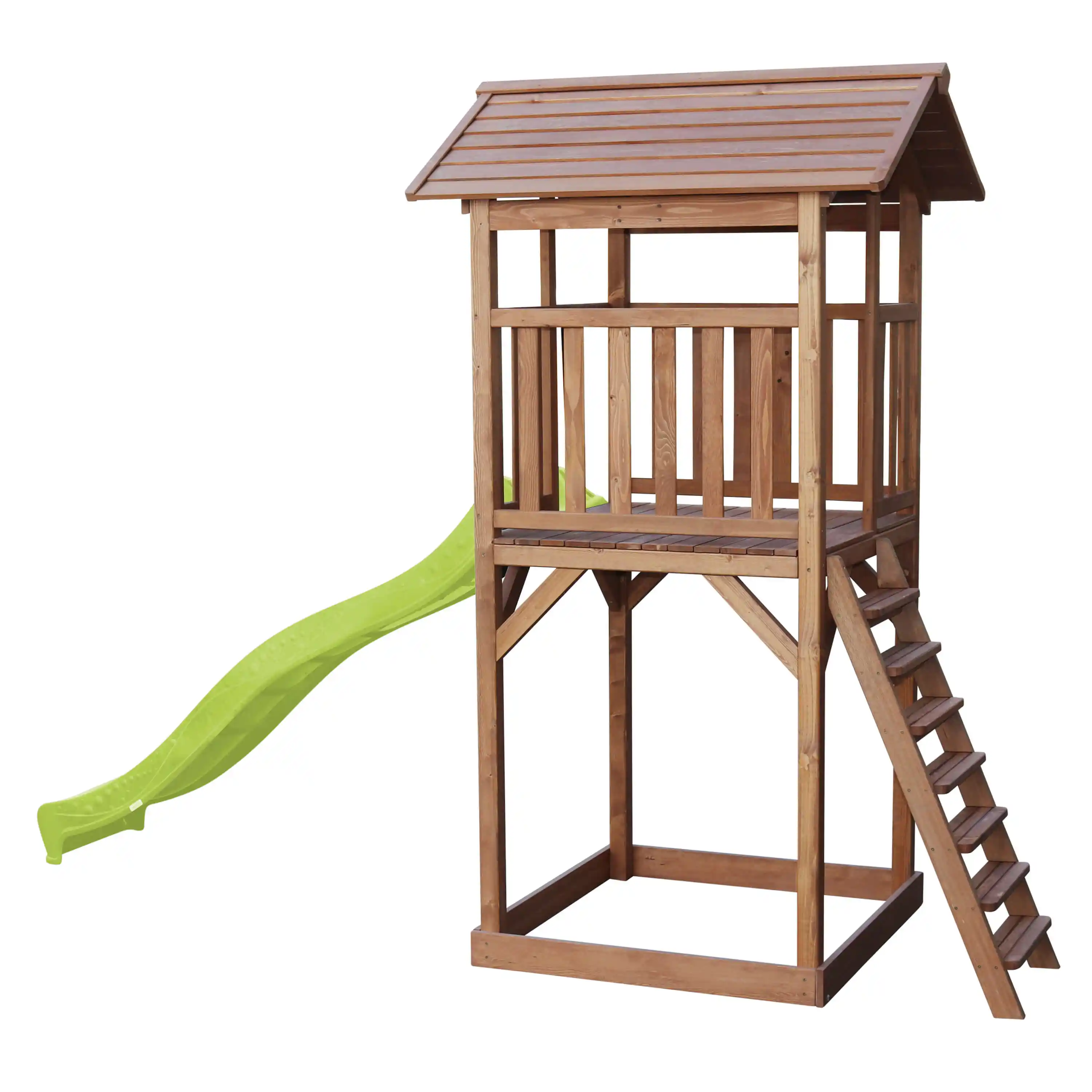 AXI Beach Tower Speeltoren Bruin - Limoen groene Glijbaan