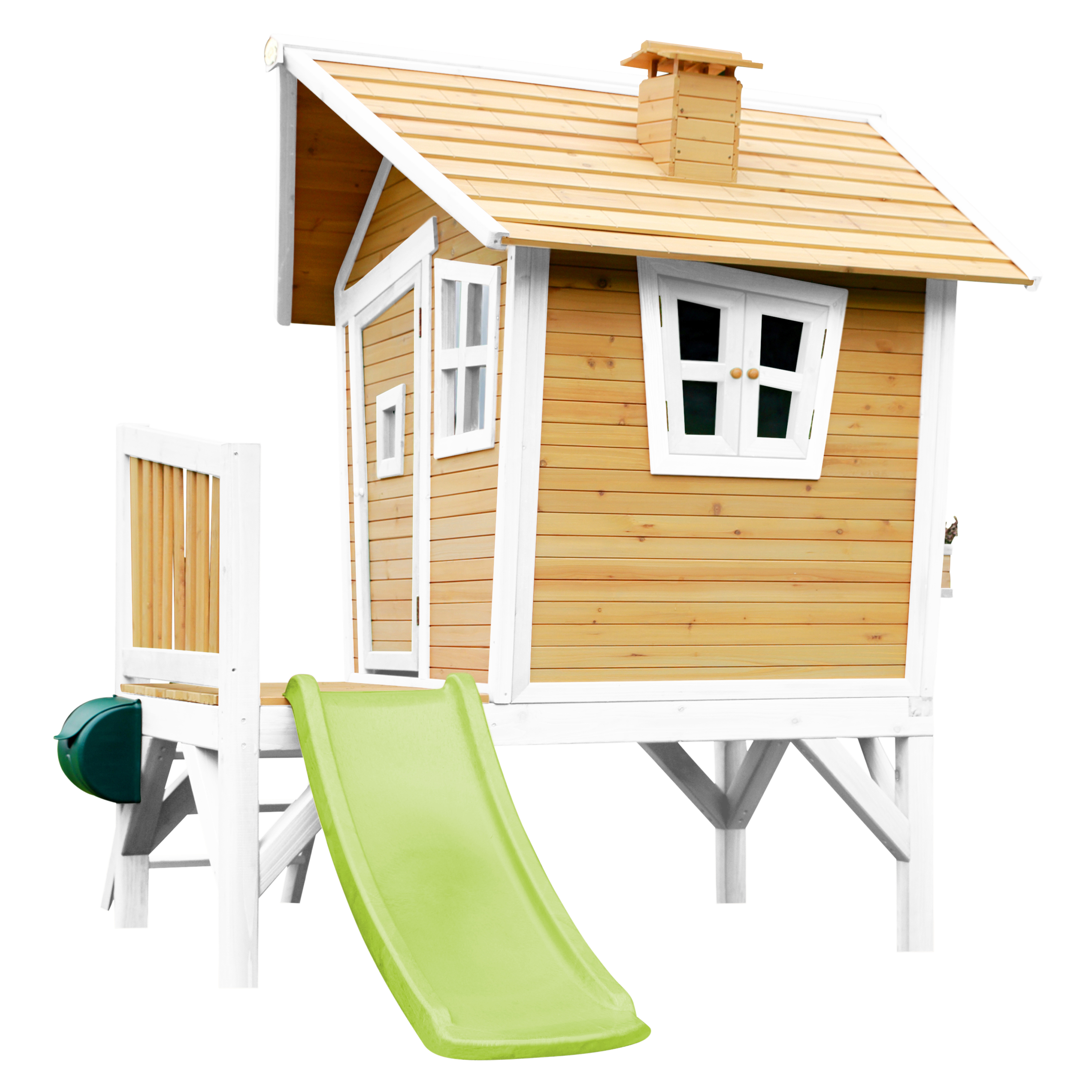 AXI Robin Playhouse Brown/White - Lime Green Slide