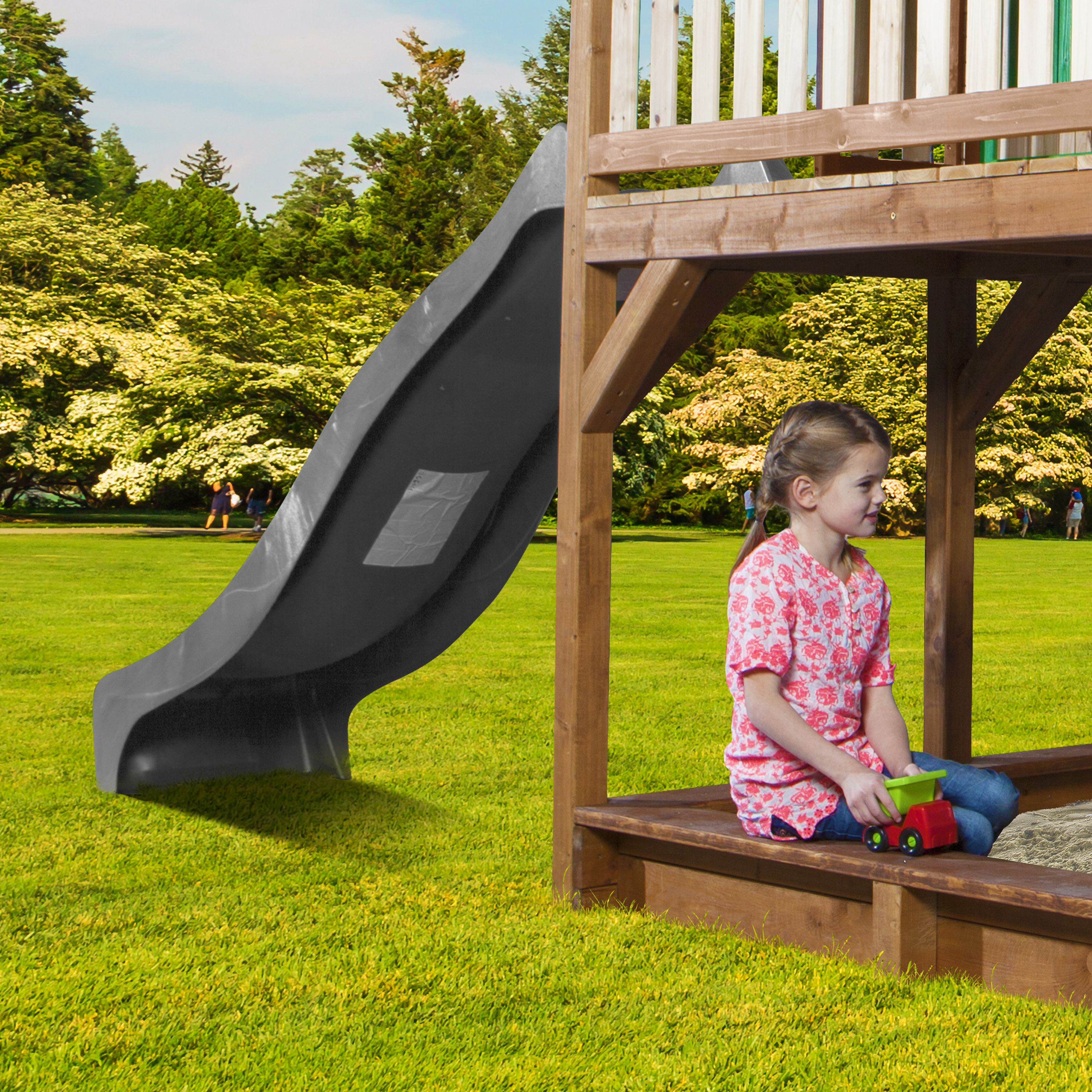 AXI Liam Playhouse with Roxy Nest Swing Set Brown/Green - Grey Slide