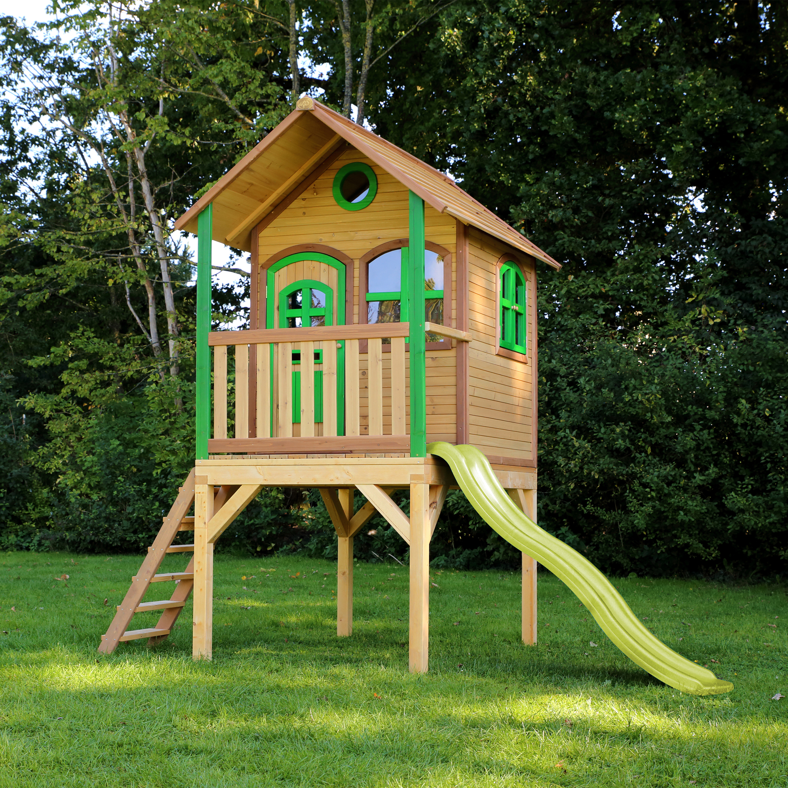 AXI Laura Playhouse Brown/Green - Lime Green Slide